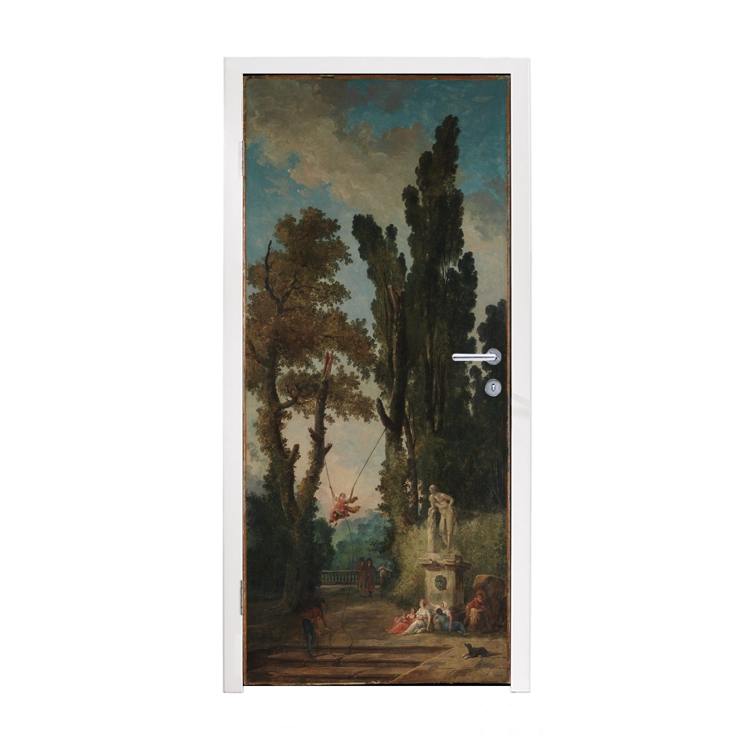 MuchoWow Türtapete Die Schaukel - Gemälde von Hubert Robert, Matt, bedruckt, (1 St), Fototapete für Tür, Türaufkleber, 75x205 cm