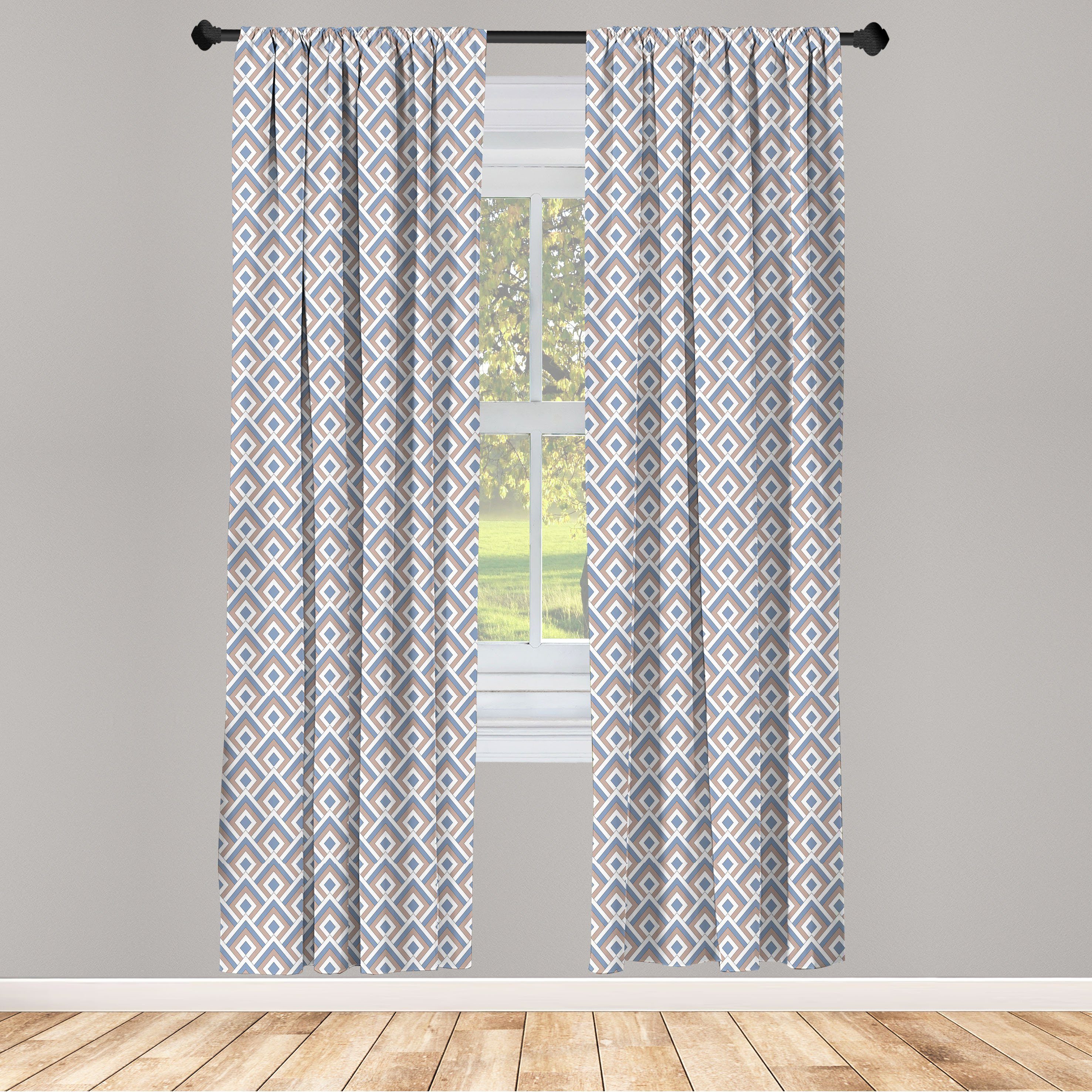 Gardine Vorhang für Wohnzimmer Schlafzimmer Dekor, Abakuhaus, Microfaser, Geometrisch Moderne Nested Squares