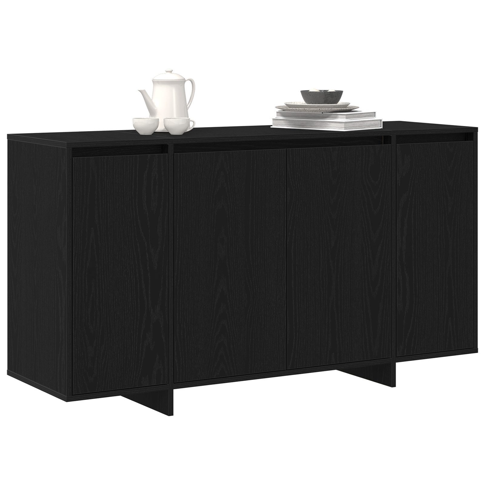 vidaXL Sideboard Schwarzes Eichen-Sideboard Holzfurnier 135 günstig online kaufen