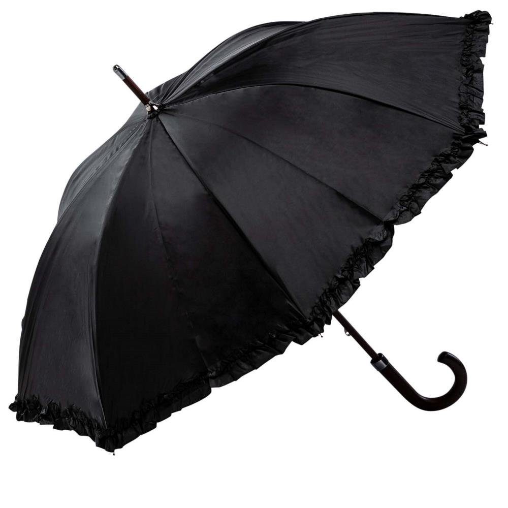 Luckyweather not just any other day Stockregenschirm Rüschenschirm schwarz günstig online kaufen
