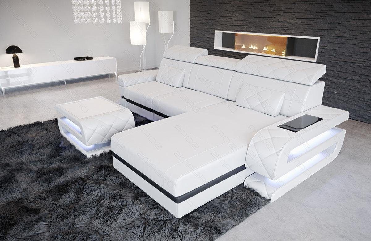 Sofa Dreams Ecksofa Ledersofa Bologna L Form Leder Sofa, Couch, mit LED, wa günstig online kaufen