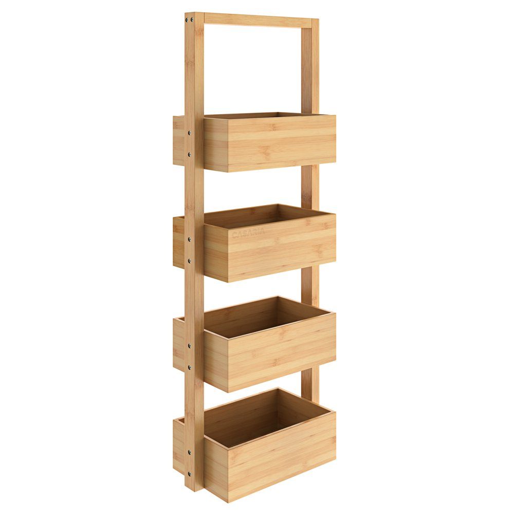 Casaria Regal, Badregal Stehend Schmal Bambus 4 Körben Bad Standregal Holz 88x28x16cm