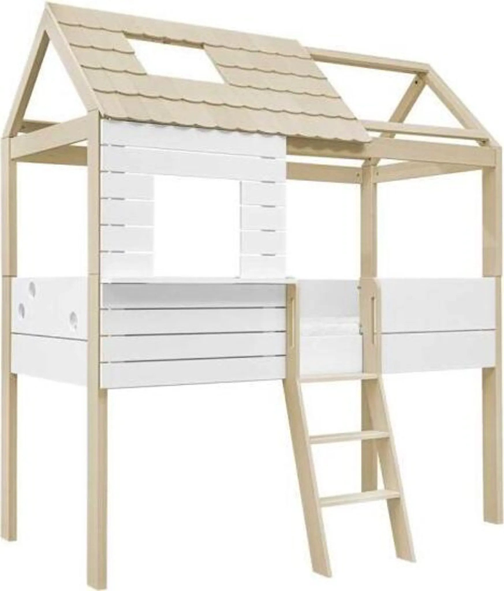 Hochbett Funflex Hochbett 90x200cm mit Dach und Fenster