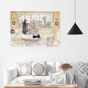 Posterlounge Poster Carl Larsson, Blumen auf der Fensterbank, Wohnzimmer Skandinavisch Malerei