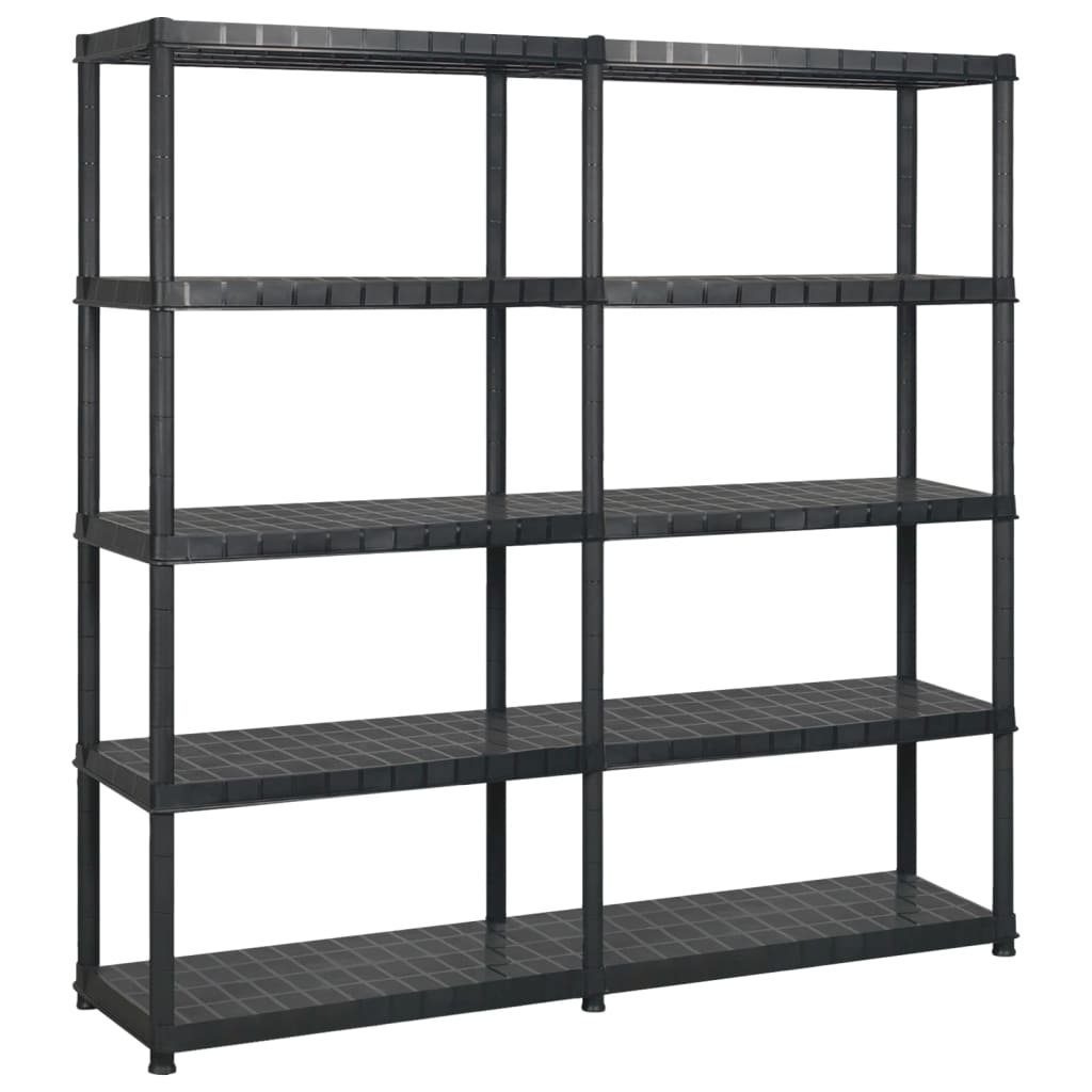 vidaXL Schwerlastregal Lagerregal mit 5 Böden Schwarz 170x40x185 cm Kunststoff, 1-tlg.