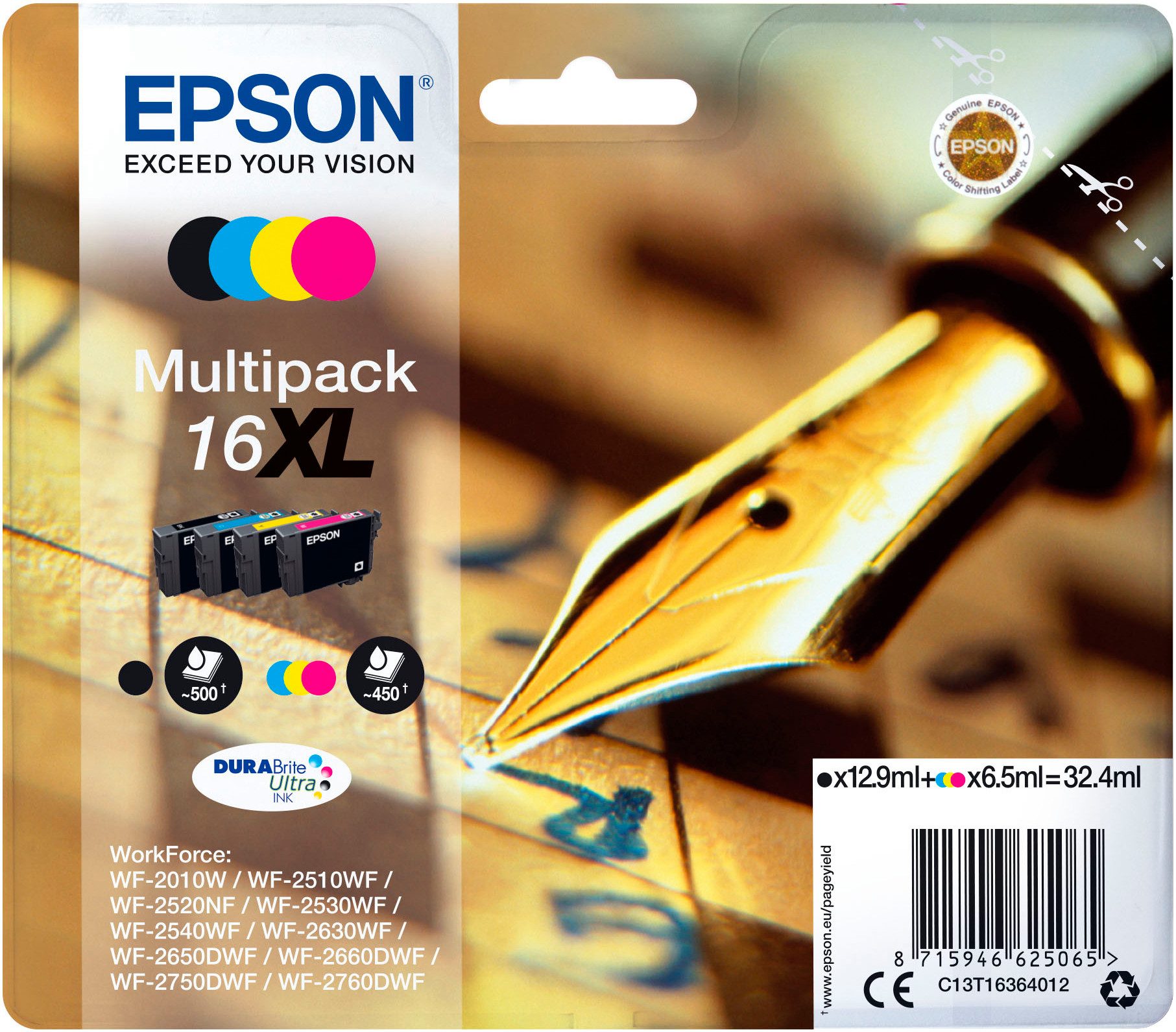 Epson Epson 16XL Tintenpatrone (1-tlg., original Druckerpatrone)
