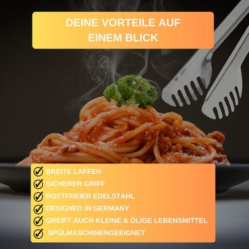 Thiru Spaghettizange und Salatzange aus rostfreiem Edelstahl, aus einem Stück gefertigt, ideal für Salat- und Spaghetti
