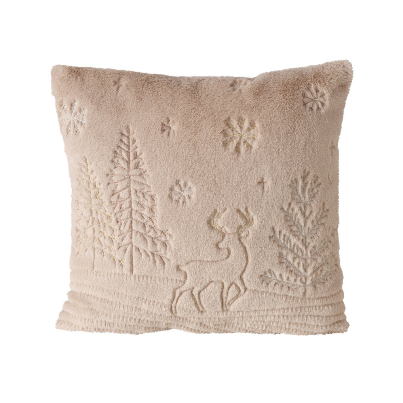 BOLTZE Dekokissen Winterliches Dekokissen mit Hirschmotiv in Braun oder Beige - 45x45 cm