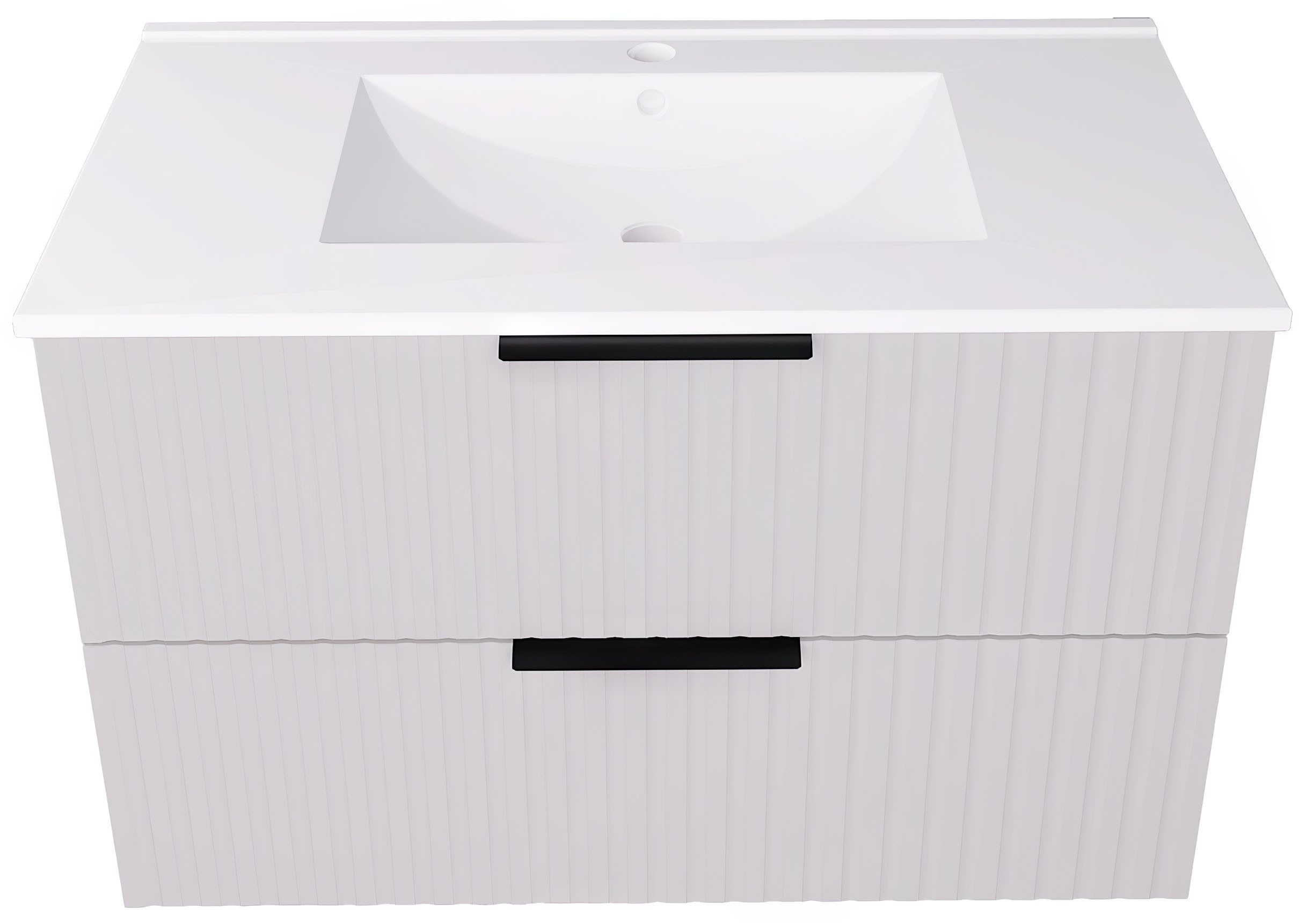 welltime TIBU vanity unit with sink. 2 drawers. 2 widths (60/80cm) and 4 colors, bathroom cabinet with sink, soft-close mechanism, dimensions W/H/D: 81.5/53/47 cm