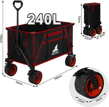 Woltu Bollerwagen (1-tlg), XXL, faltbar, mit Bremsen, bis 240 L 120 kg belastbar