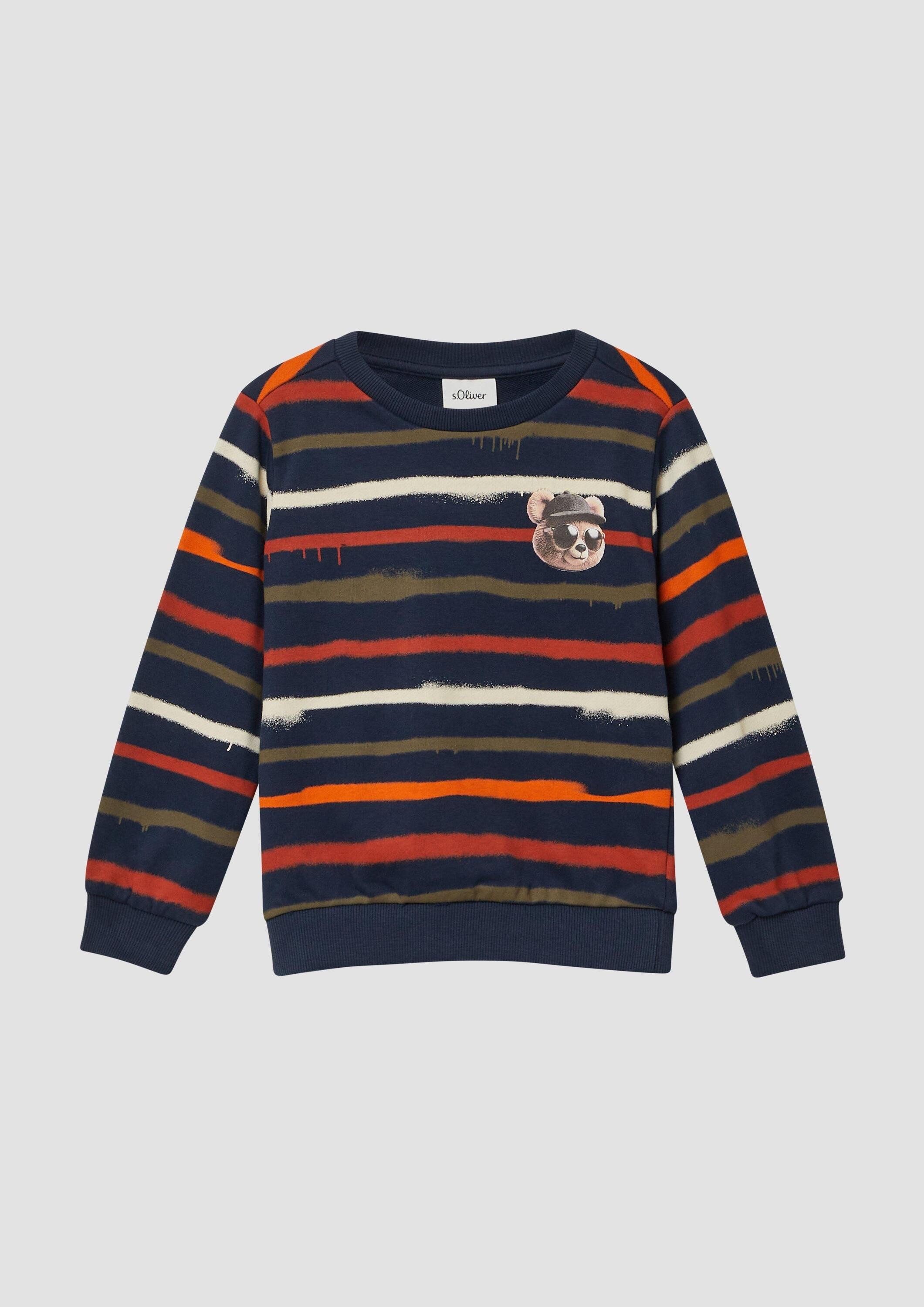 s.Oliver Sweatshirt Sweatshirt Sweatshirt mit All-over-Print und kleinem Fotoprint