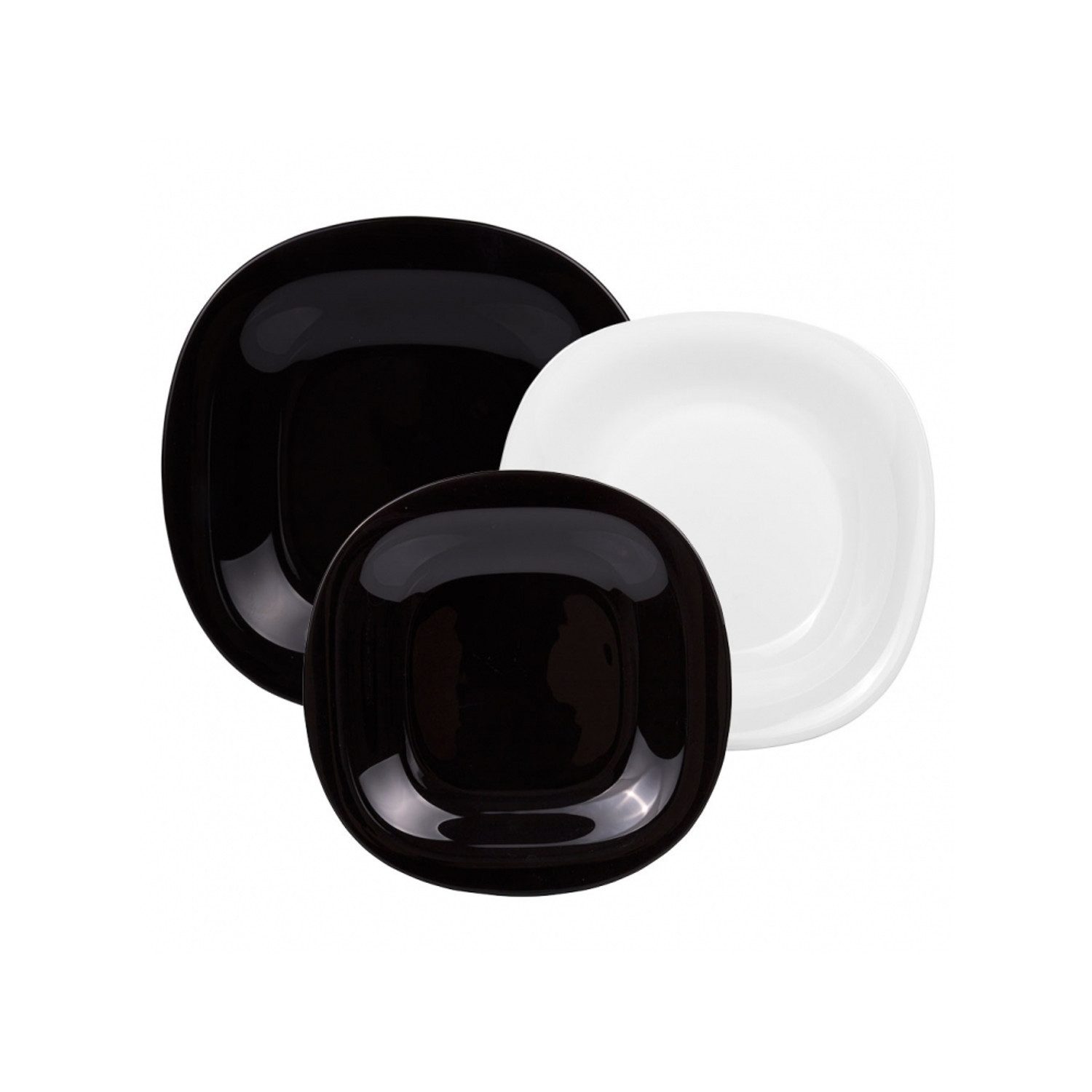 Luminarc Geschirr-Set Carine Neo White & Black 18 Stück, 6 Personen, Glas, Moderner und zarter moderner Stil