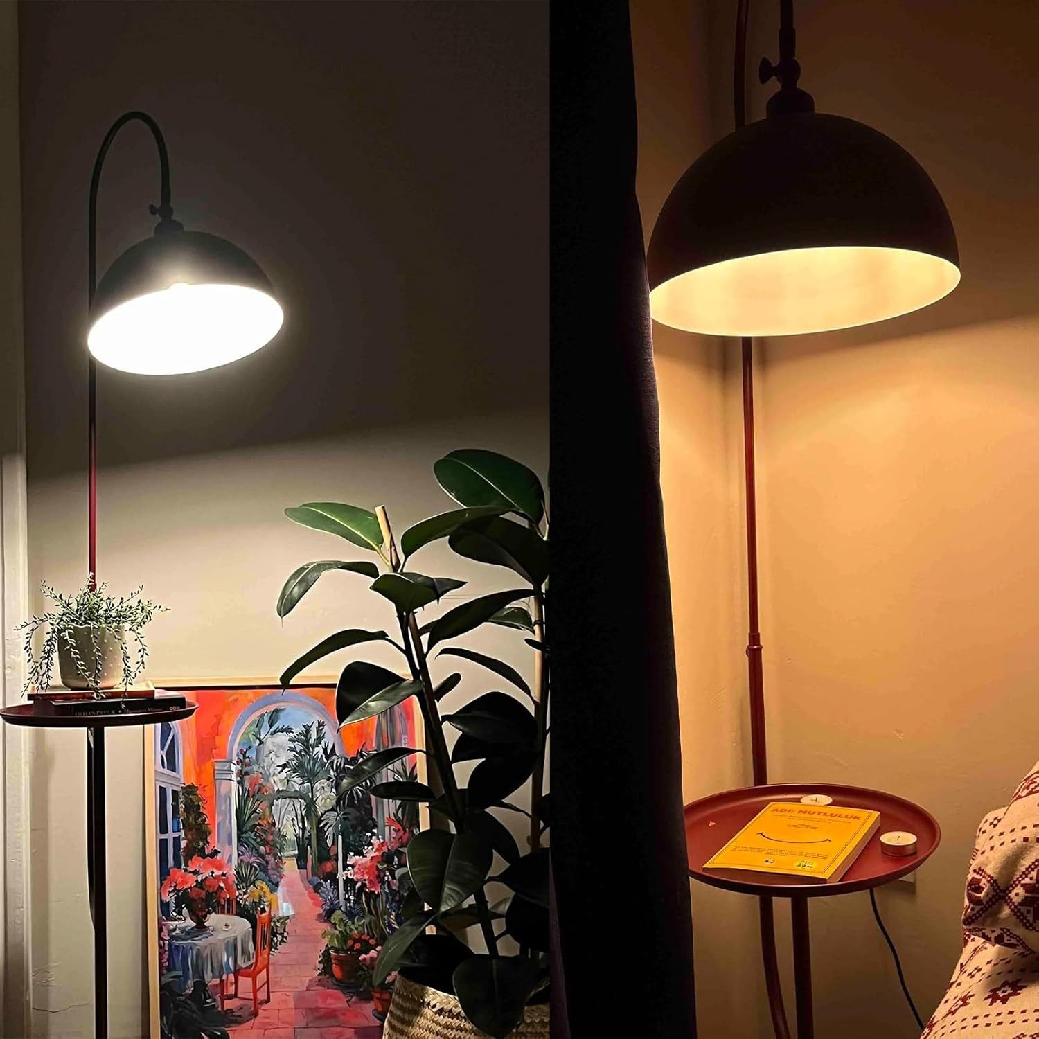 Bamyum Stehlampe Moderne Stehlampe aus Metall mit E27, verstellbarer Lampenschirm, ohne Leuchtmittel, E27, verstellbarer Lampenschirm, Stehluchte mit Ablage