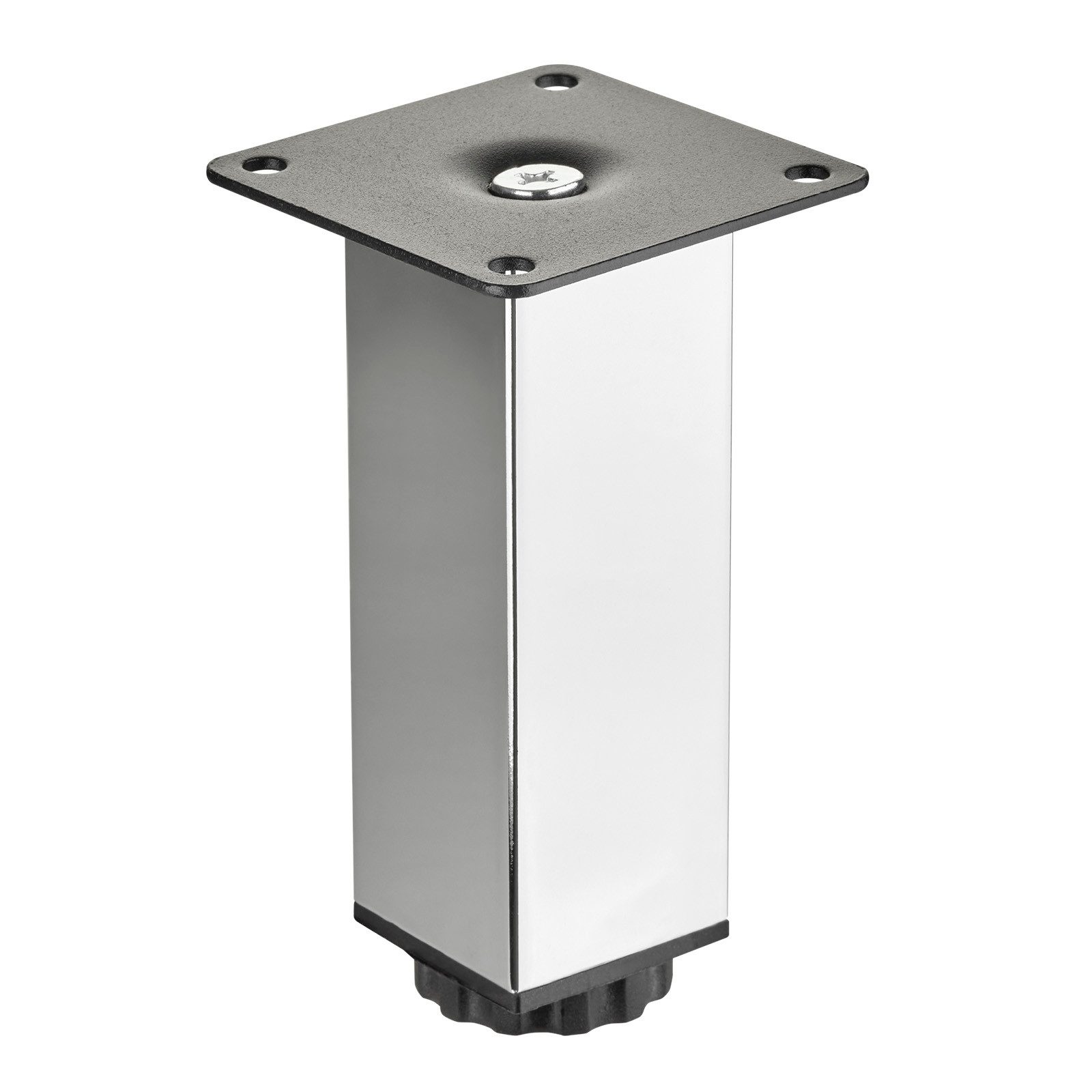 SO-TECH® Möbelfuß ZULU 38 x 38 mm 100 - 150 mm, belastbar bis 100 kg pro Fuß, (1-St), Vitrinenfuß Sockelfuß Schrankfuß Höhe 120 mm Chrom poliert