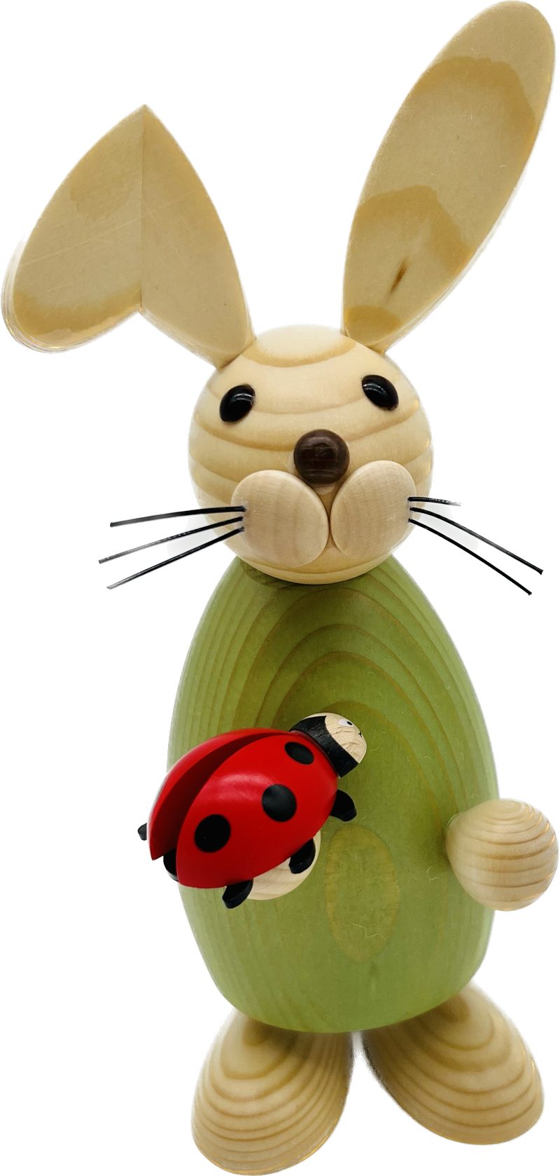 Richard Glaesser Osterhase Mädchen grün mit Marienkäfer, Höhe ca. 23 cm, Neuheit, Handwerkskunst aus Seiffen im Erzgebirge