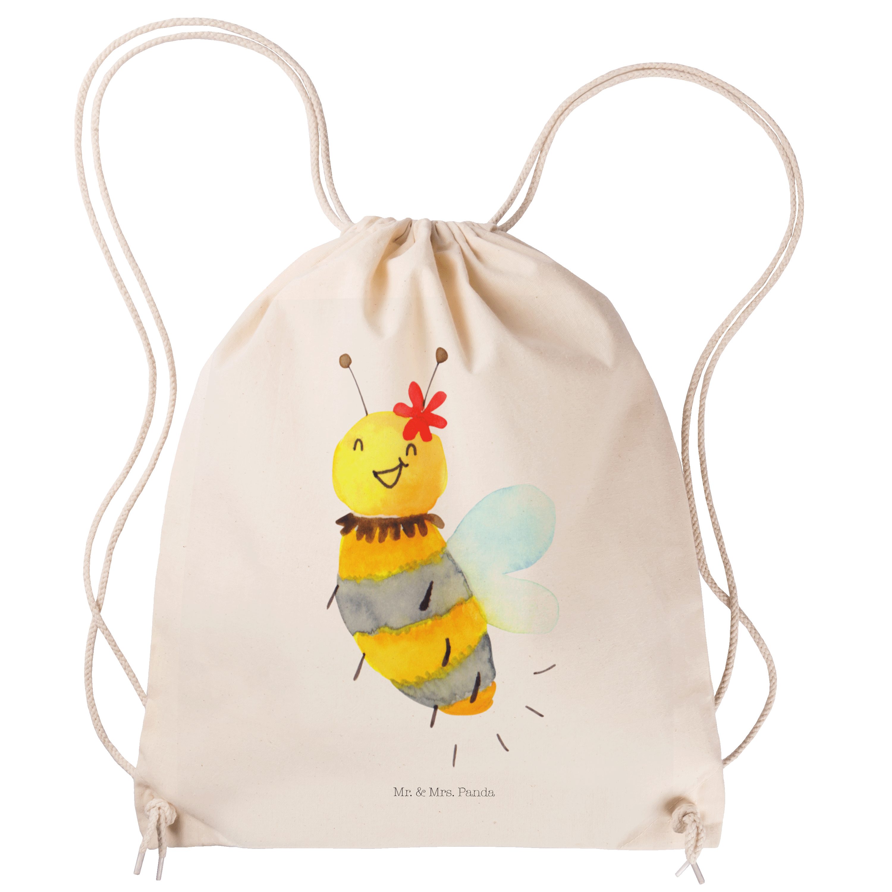 Mr. & Mrs. Panda Sporttasche Biene Blume - Transparent - Geschenk, Sporttasche, Sportbeutel Kinder (1-tlg)