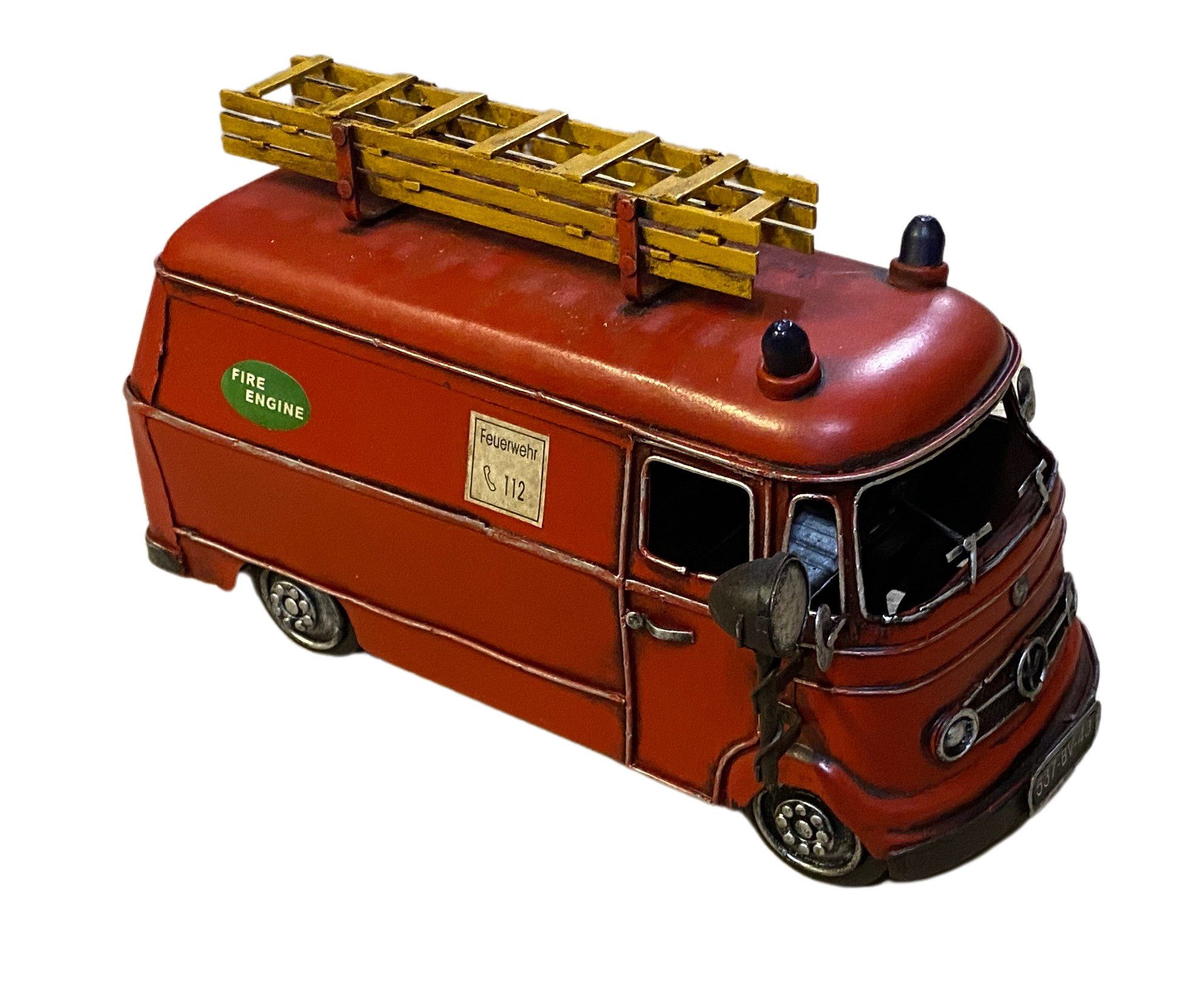 Rungassi Tasse Nostalgie Blechmodell Feuerwehrauto Gerätewagen Rot 29cm (371052), Metall