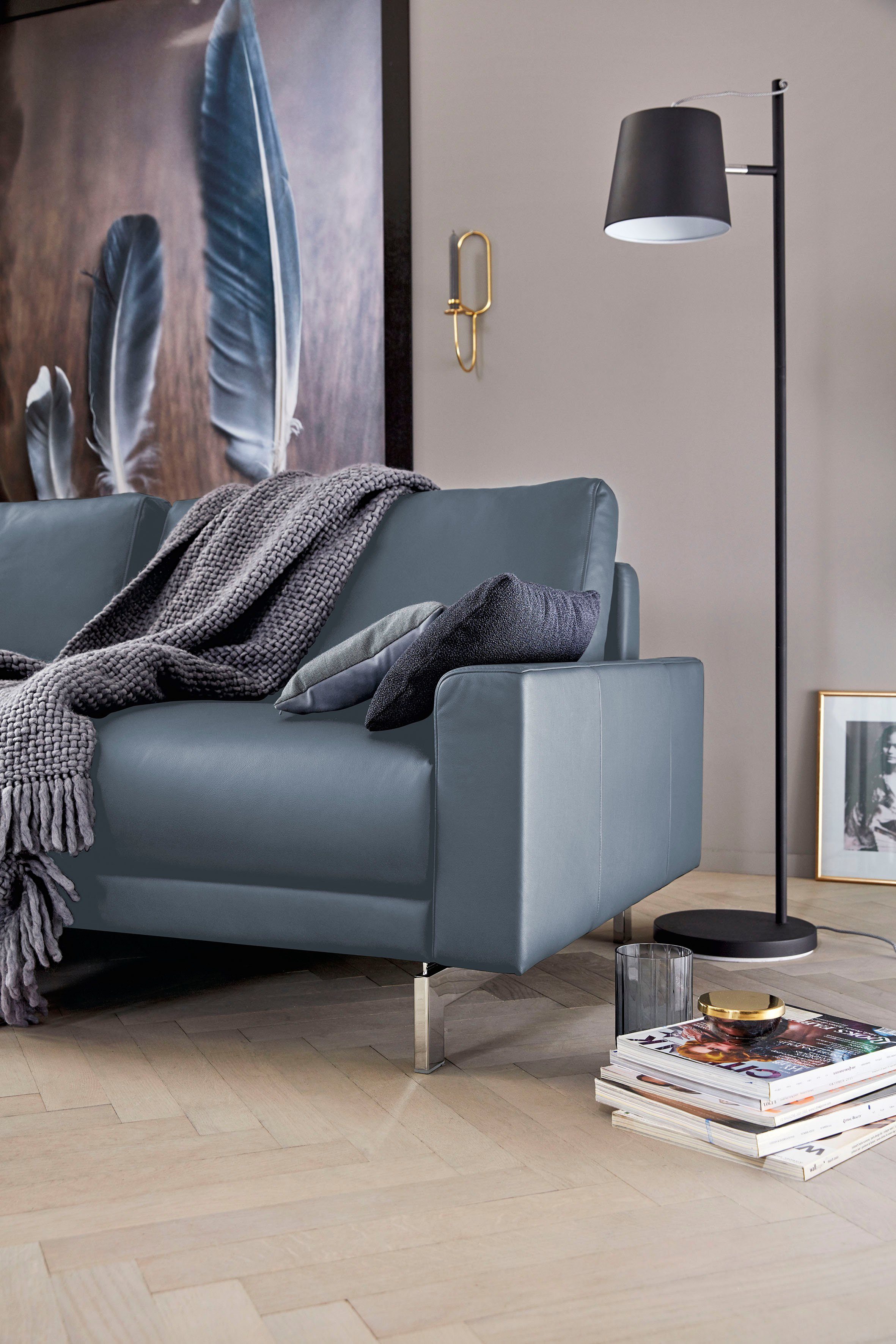 hülsta sofa 2-Sitzer glänzend, Armlehne hs.450, Fuß chromfarben cm Breite niedrig, 164
