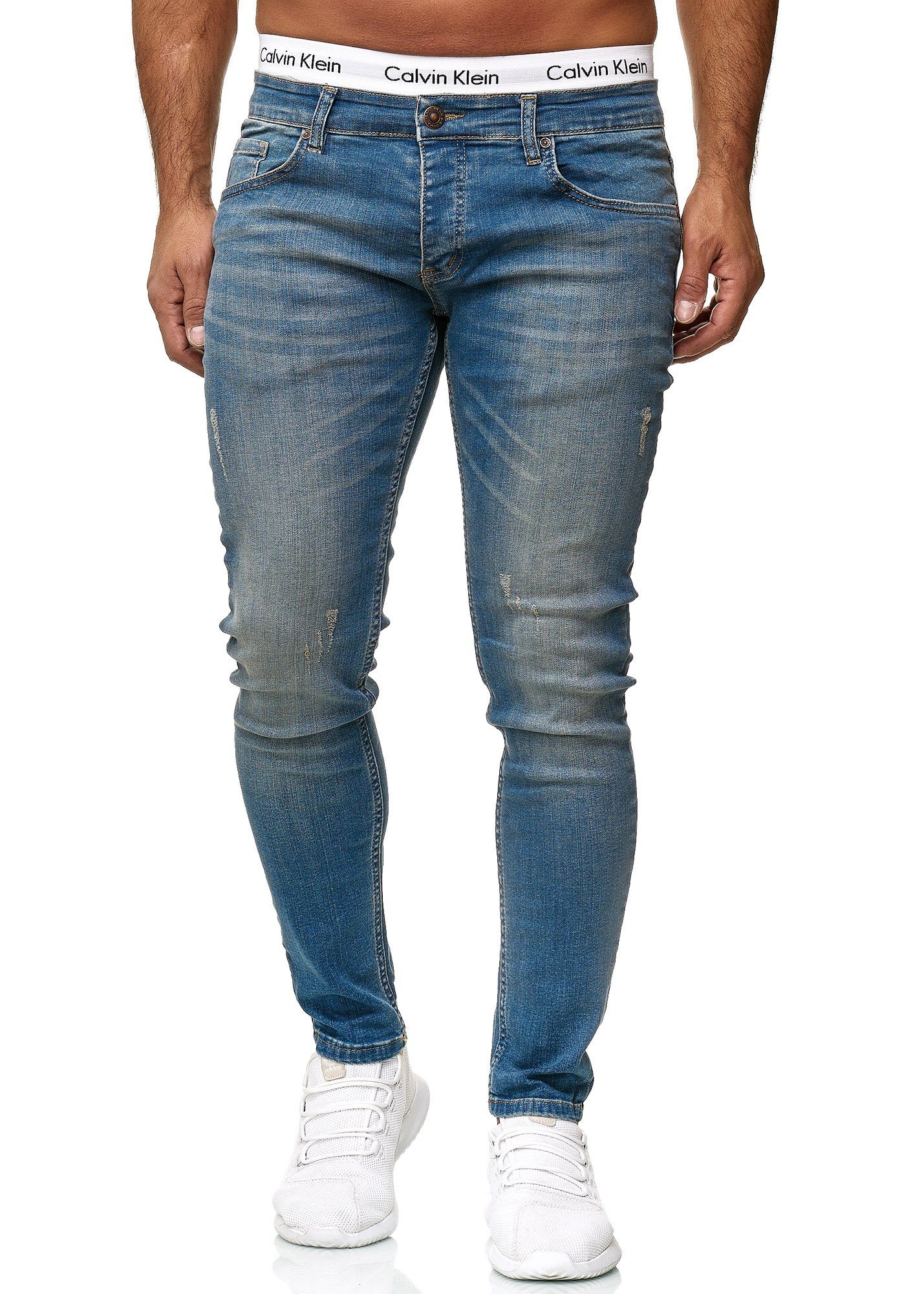 613 Freizeit Business Casual OneRedox Bootcut, 1-tlg) (Jeanshose Designerjeans Blue 600JS Straight-Jeans Used Dirty