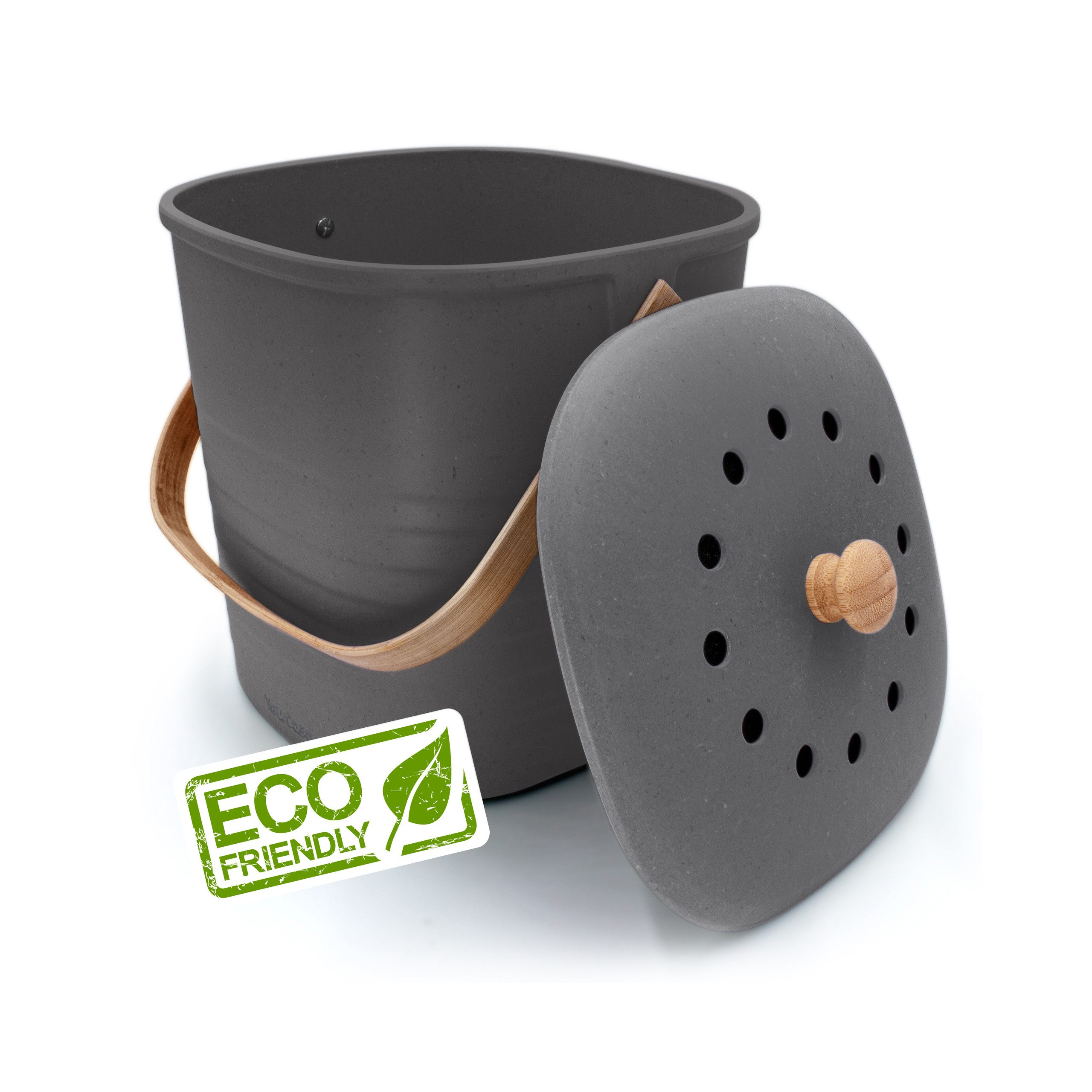 YourCasa Biomülleimer YourCasa® Biomülleimer Küche Klein 4L nachhaltig mit Akivkohlefilter, Fassungsvermögen 4 Liter, Nachhaltige Materialien