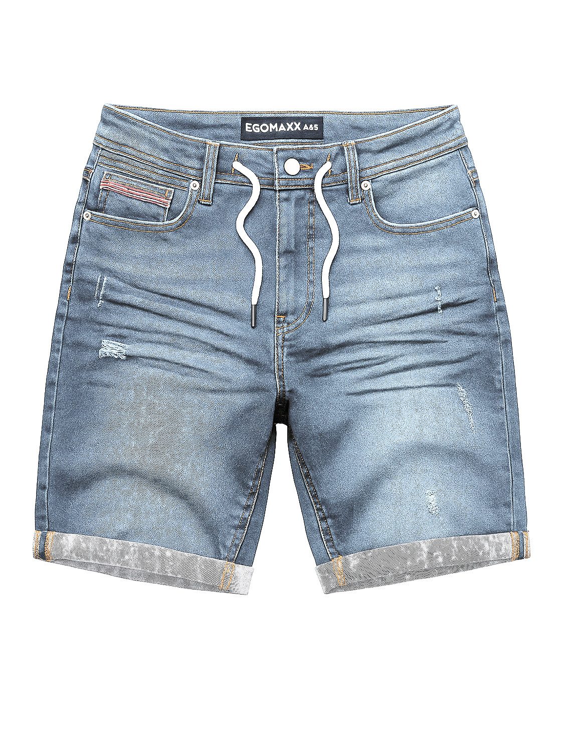 Egomaxx Jeansshorts Distressed Denim mit Kordelzug günstig online kaufen