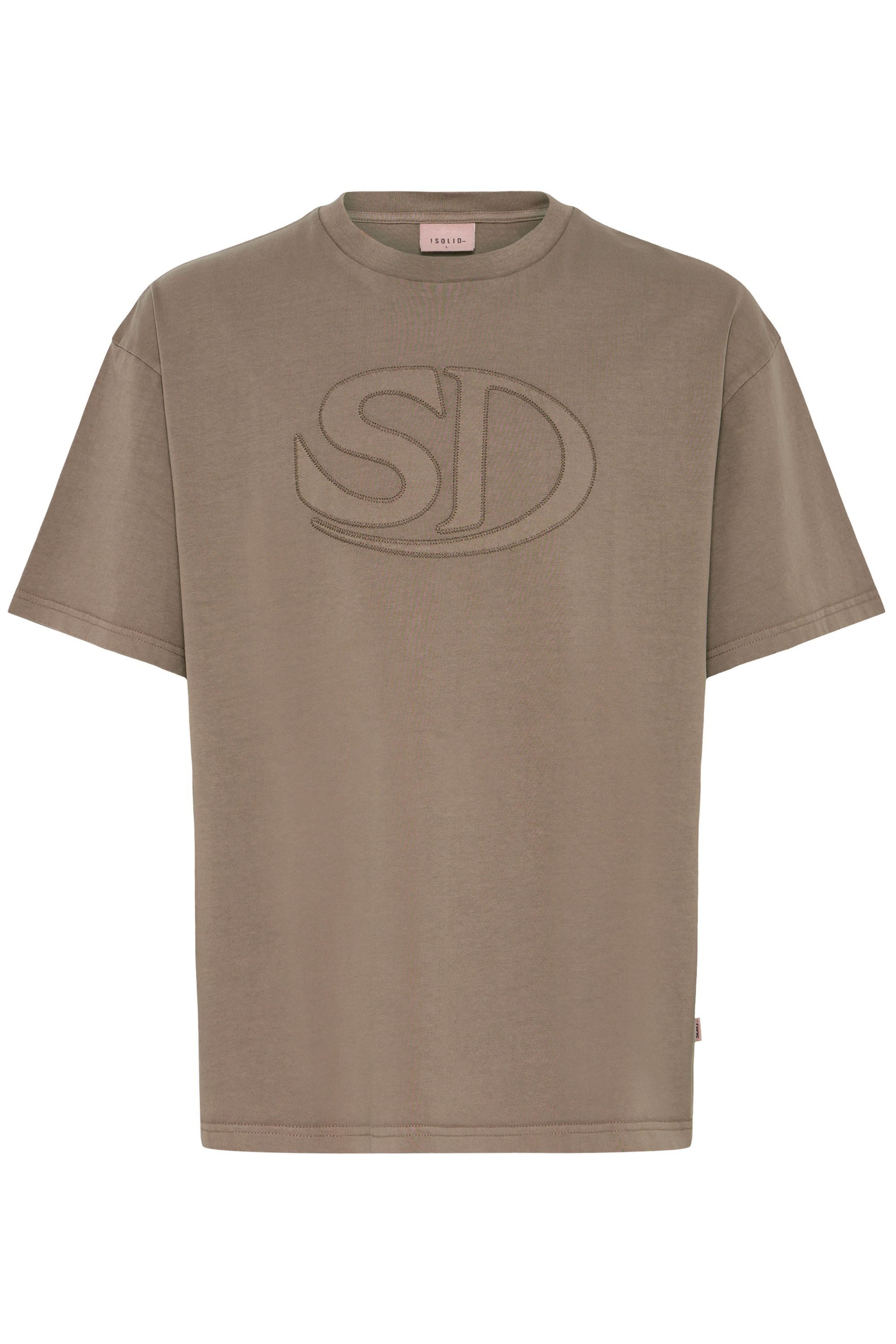 !Solid Rundhalsshirt SDUncaster Lässiges T-Shirt mit gestickter Frontgrafik - Loose Fit