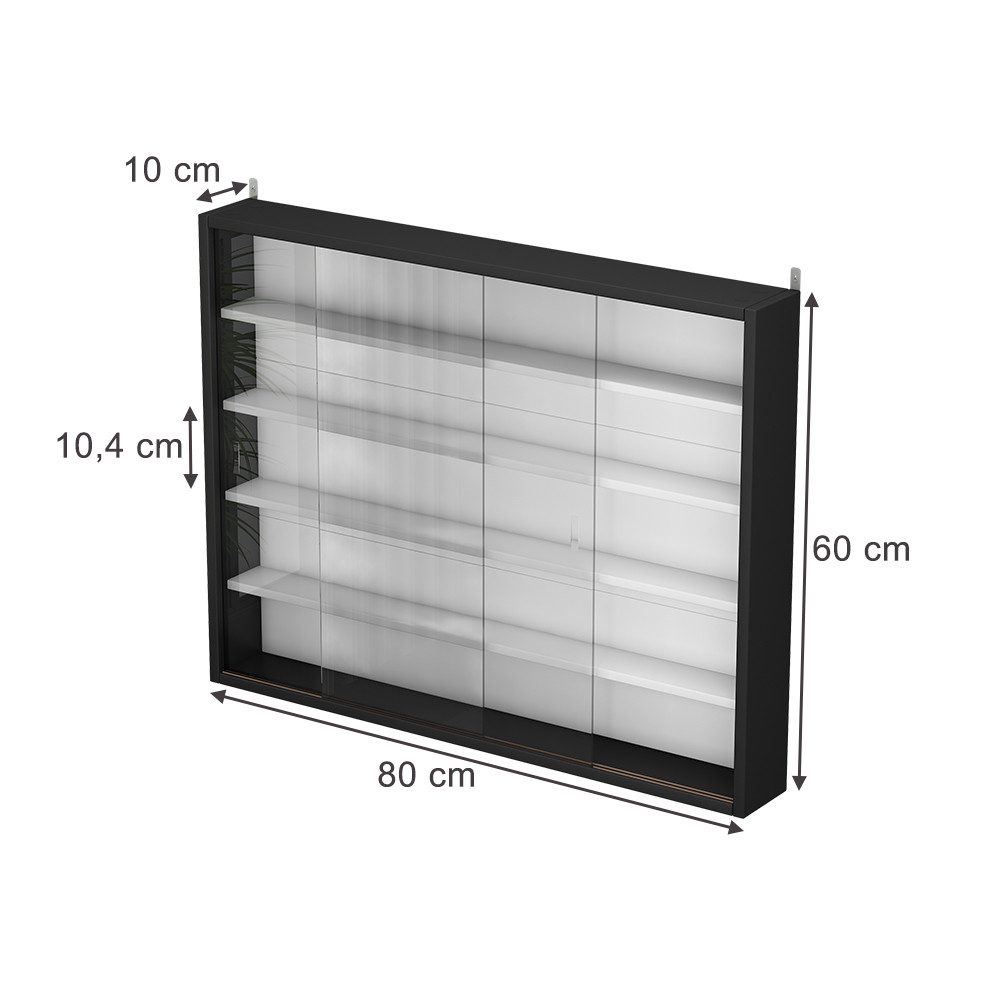 Vicco Hängevitrine Showla, Schwarz/Weiß/Weiß, mit 4 Einlegeböden (1-St)
