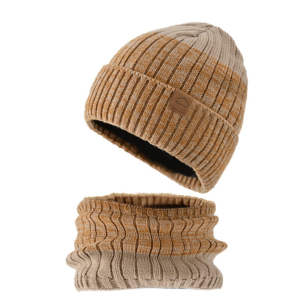 Coonoor Strickmütze Herren Damen Winter Warm Strickmütze Loop Schal Set (Thermo Wintermütze Strickmütze Schlauchschal Halswärmer Set) Mit Fleece Gefütterte Männer Damen Weihnachten Geschenk