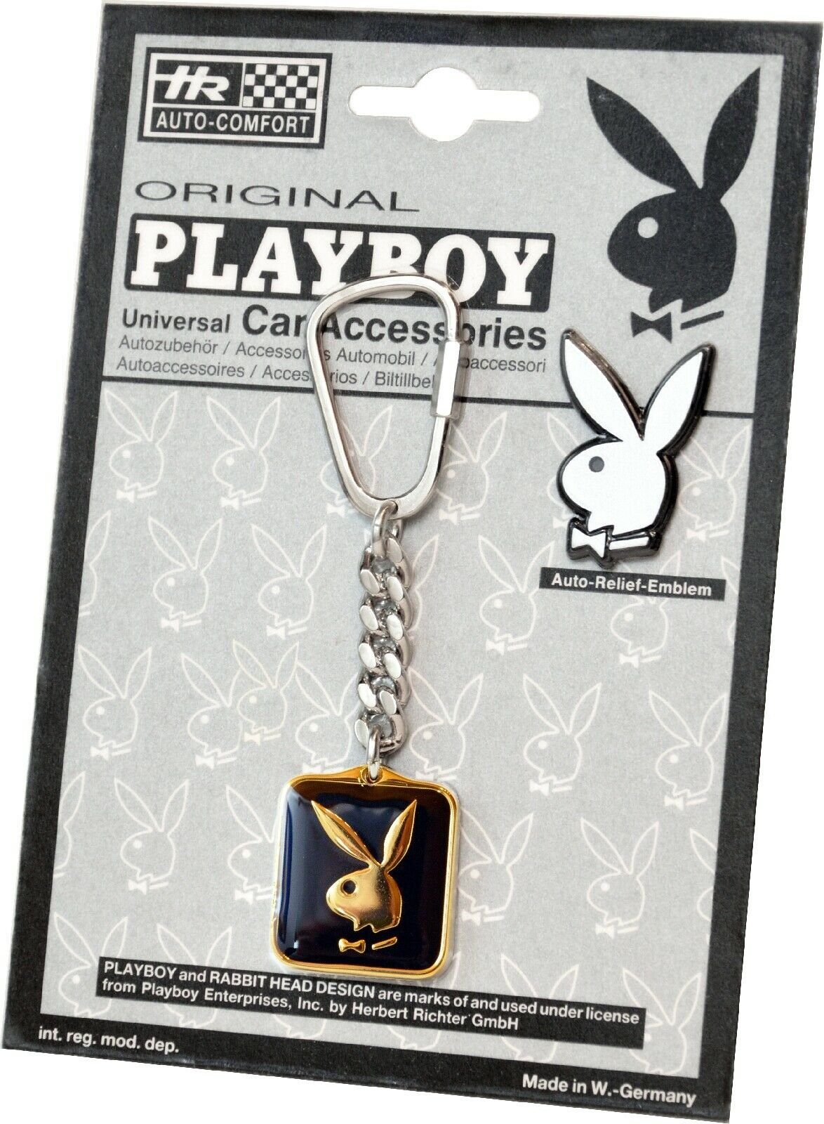 PLAYBOY Schlüsselanhänger Set Gold/silberfarbener Metall PLAYBOY Hase Schlüsselanhänger mit BUNNY