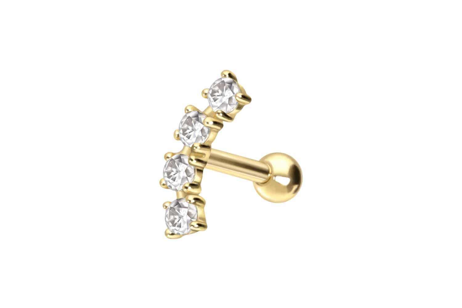 Piercing-Set 14/18 Karat Gold Ohrpiercing 4 EINGEFASSTE MOISSANITE