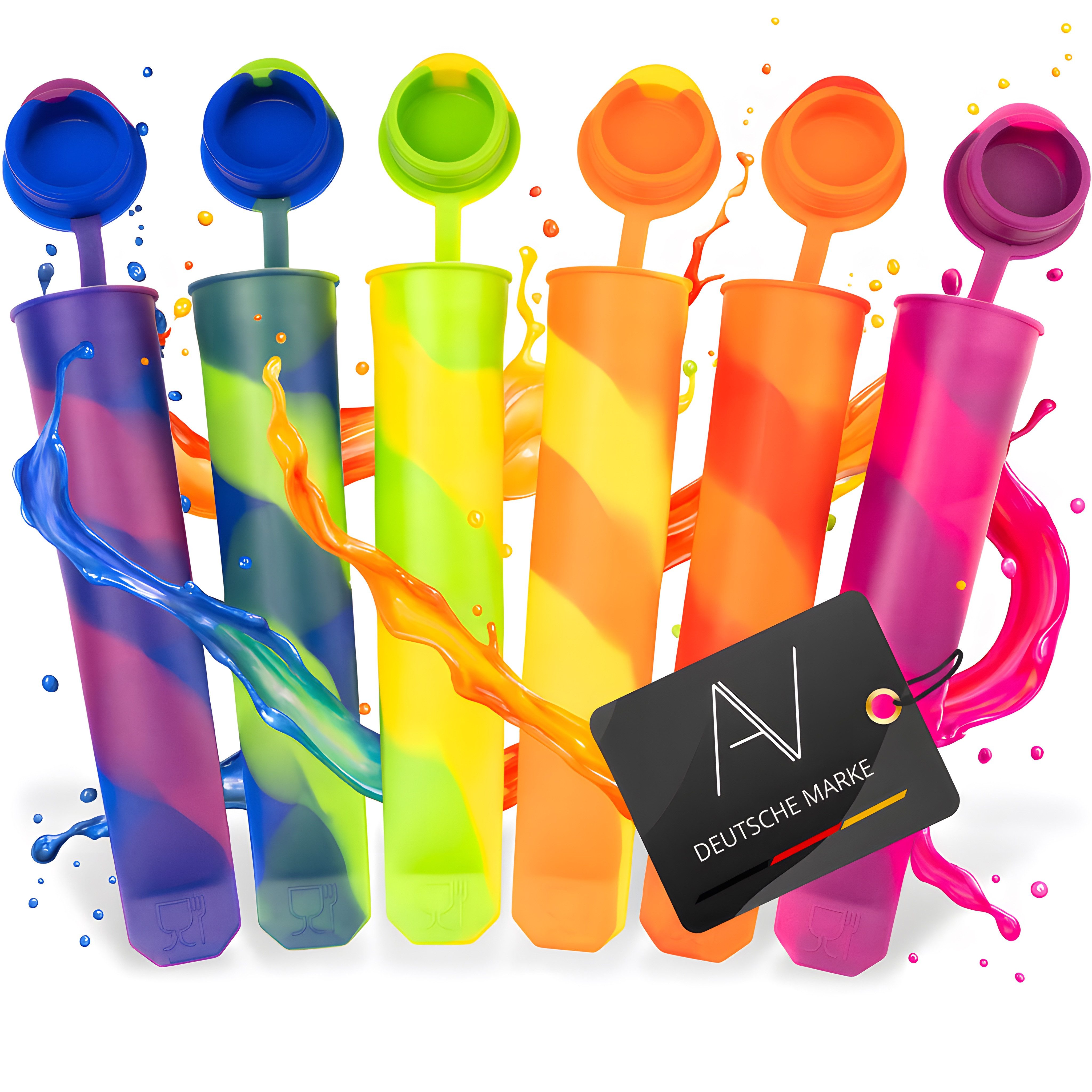 AVANA Eisform Wiederverwendbare Eisformen aus Silikon Eis Formen Eiscreme Wassereis, (6-tlg), Bunt, BPA-frei