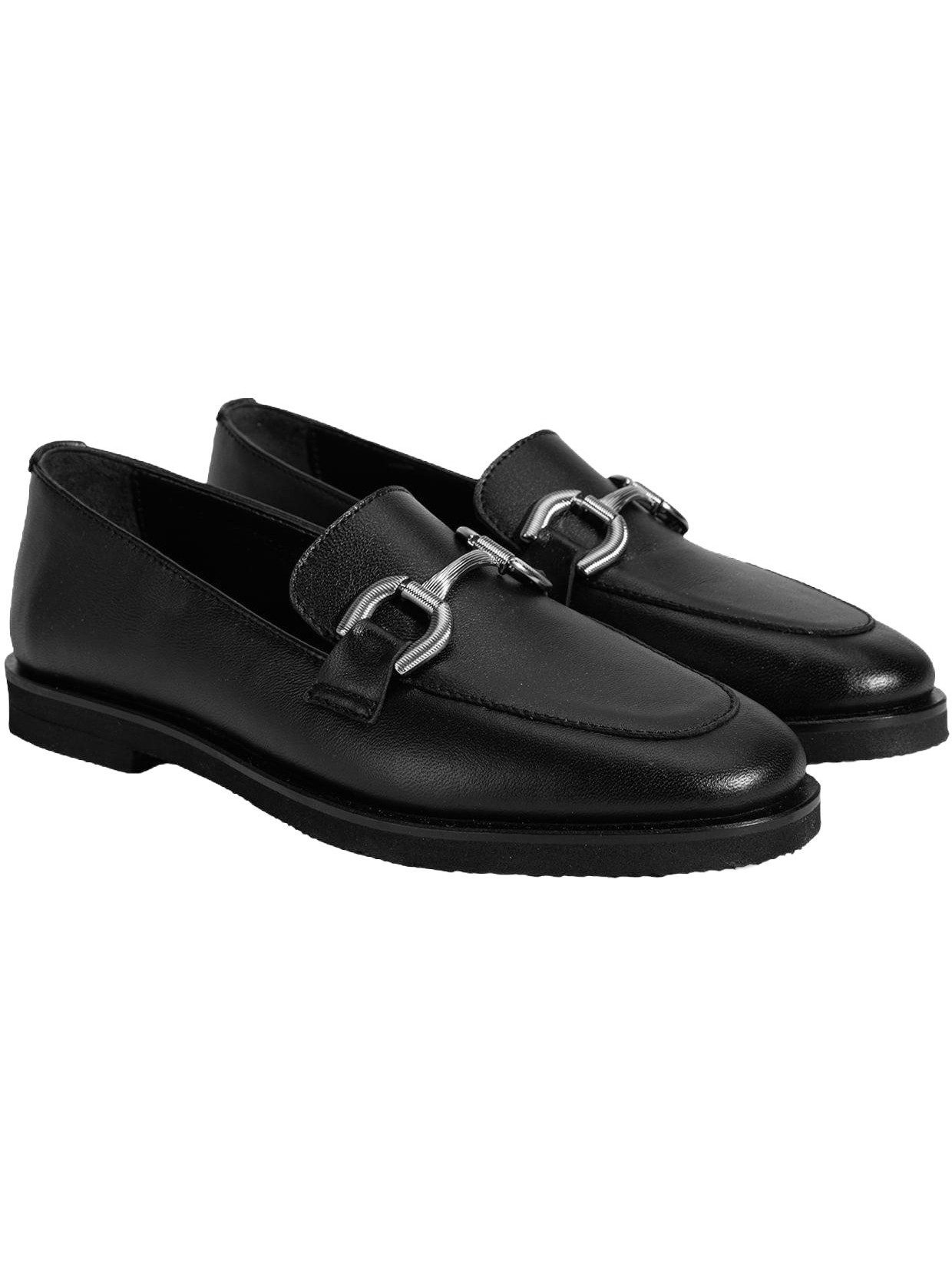 Desa DESA Damen-Loafer aus braunem Leder mit Metallschnalle und runder Zehe Mokassin