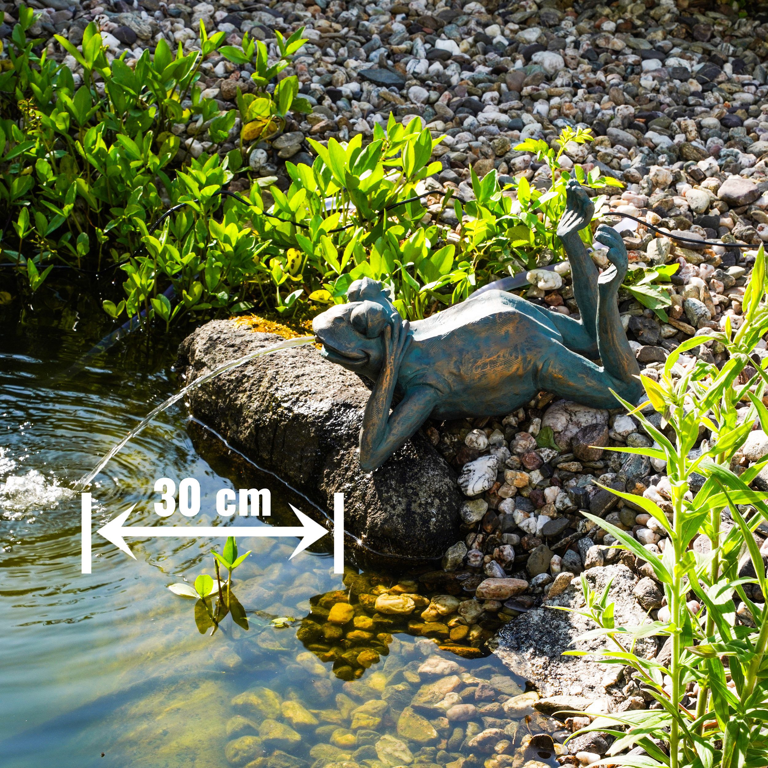 esotec Wasserspeier Solar Komplettset Frosch liegend H=24cm, Pumpe 380l/h Modul 8Wp 101650 (Komplettset)