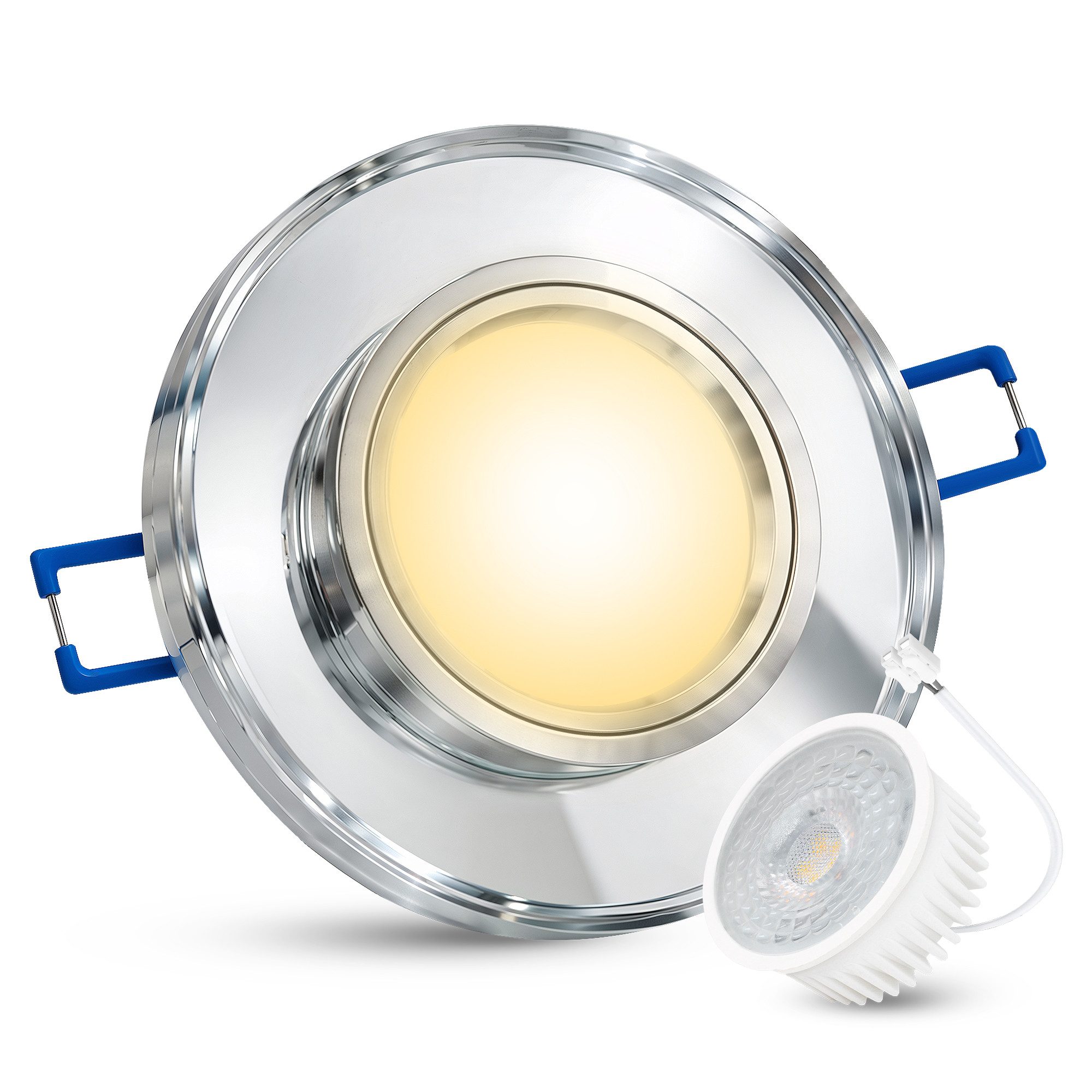 SSC-LUXon LED Einbaustrahler Einbauspot ALINA Echtglas flach klar spiegelnd fourSTEP 4W warmweiß, Warmweiß