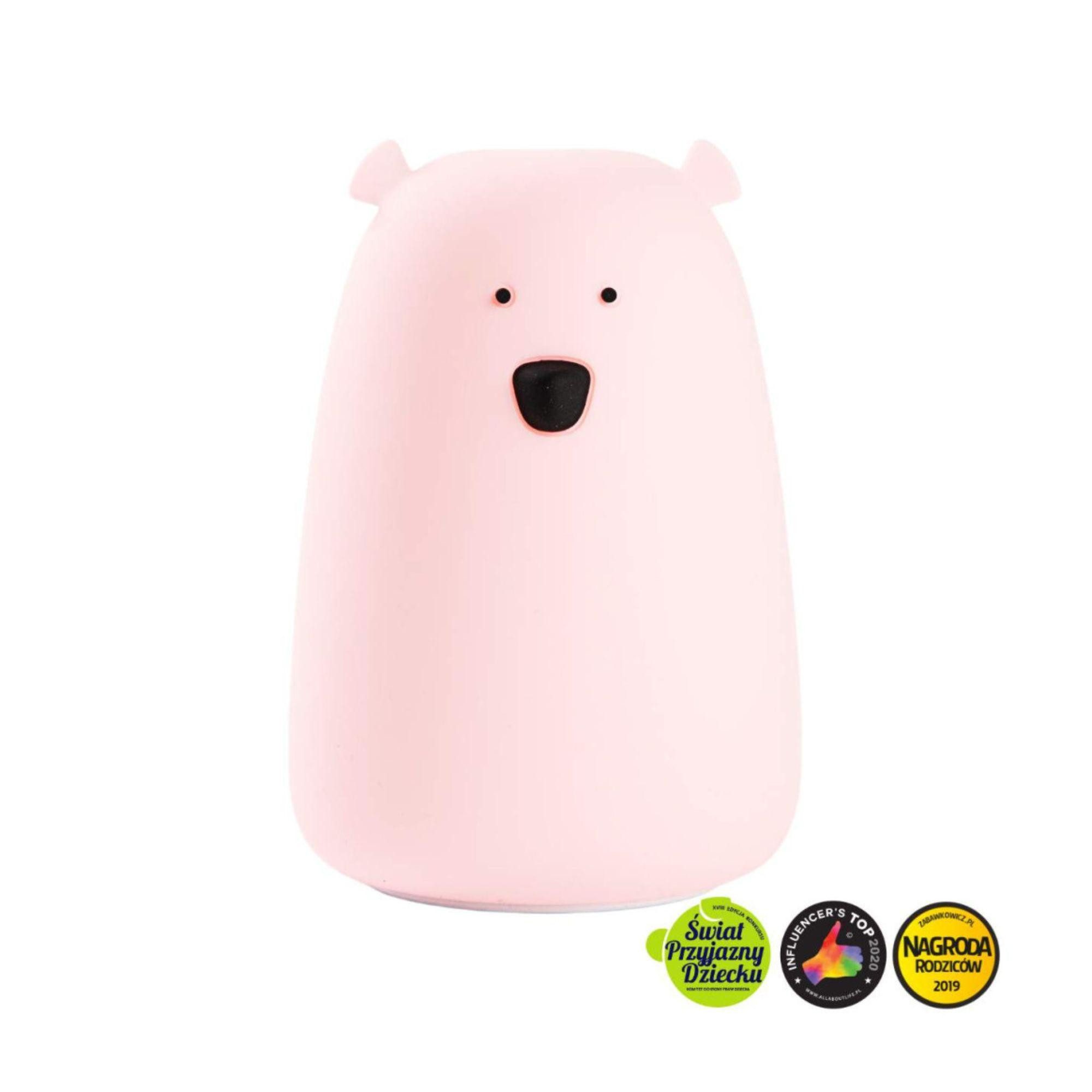 Rabbit & Friends LED Nachtlicht Bär Silikon LED Lampe Nachtlicht (rosa), LED fest integriert
