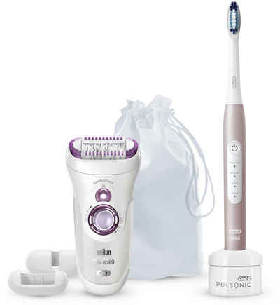 Braun Elektrische Zahnbürste & Oral-B Beauty Box Silk-epil 9-700 SensoSmart & Oral-B Pulsonic Slim Luxe