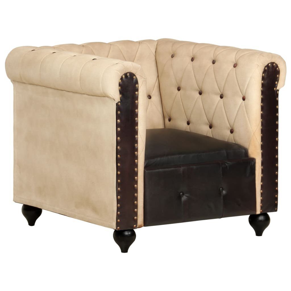 furnicato Sessel Chesterfield-Braun Echtleder