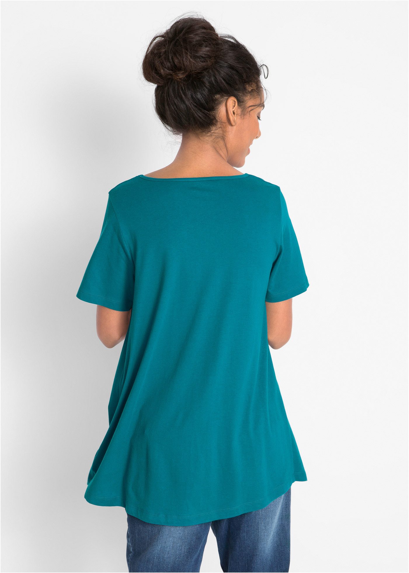 bonprix T-Shirt A-Linie, Kurzarm, aus Baumwolle und Viskose günstig online kaufen