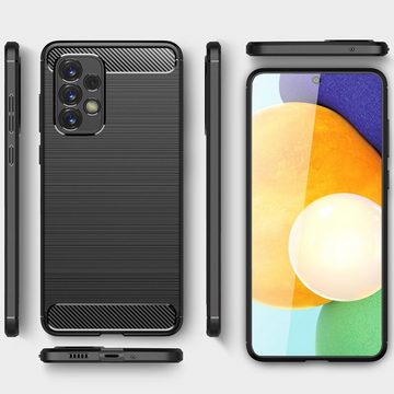 Nalia Smartphone-Hülle Samsung Galaxy A53, Carbon-Look Silikon Hülle / Matt Schwarz / Rutschfest / Karbon Optik