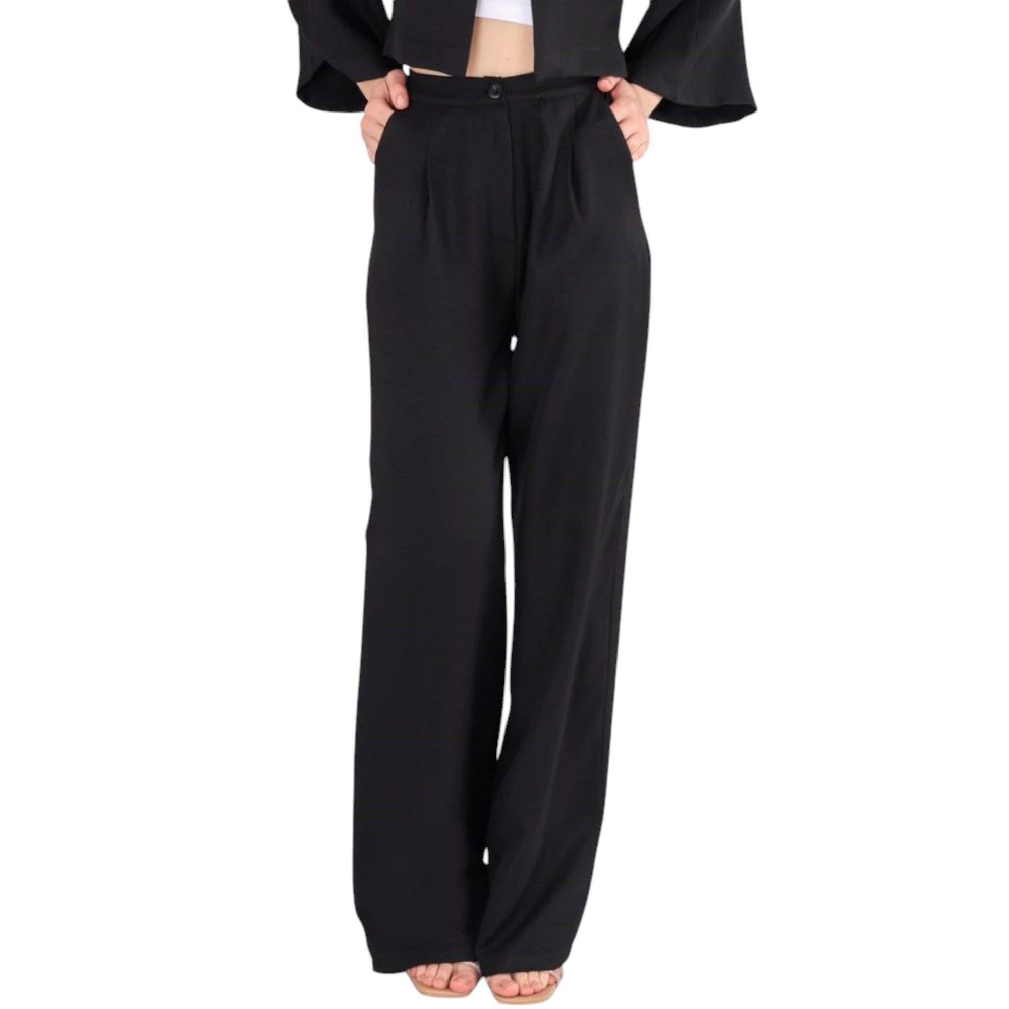 fashionshowcase Palazzohose Damen Stoffhose in Leinenoptik – elegant Weites günstig online kaufen