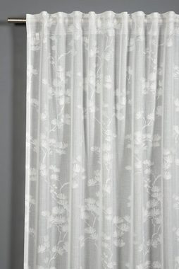 Gardine Schal mit Gardinenband Ausbrenner Baumwollblüte, GARDINIA, verdeckte Schlaufen (1 St), transparent, Stoff Ausbrenner mit Baumwollblüte Motiv
