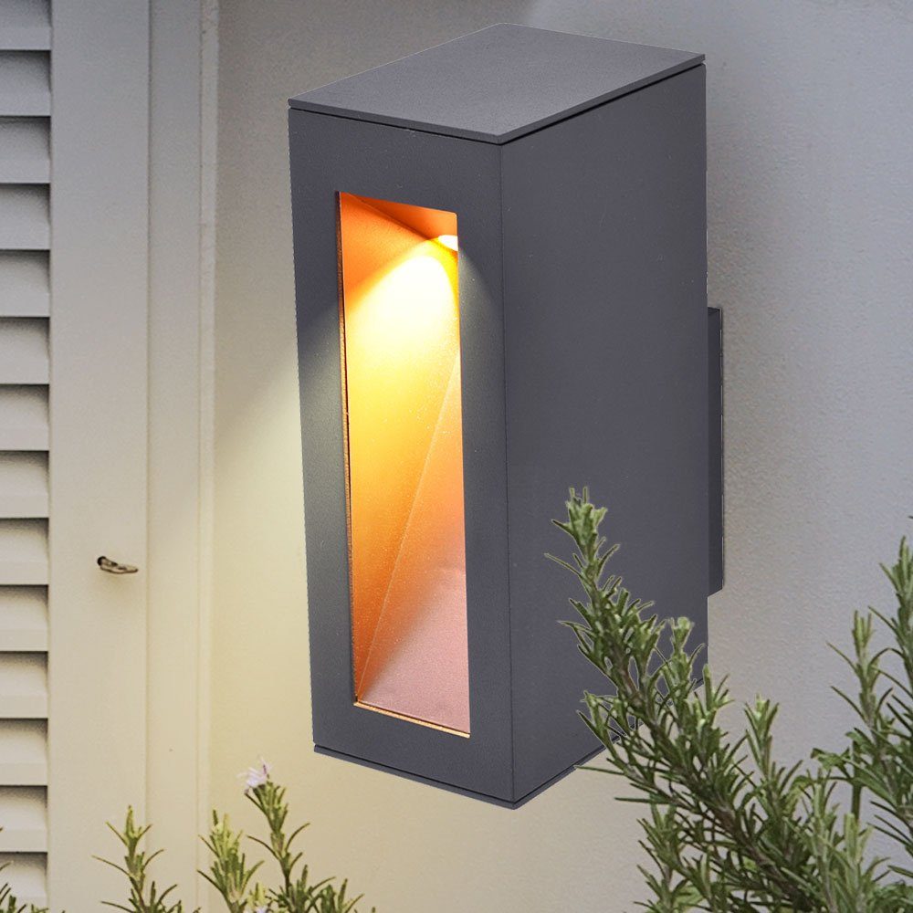 Lucande LED Wandleuchte Außen Anthrazit, Wandlampe Downlight