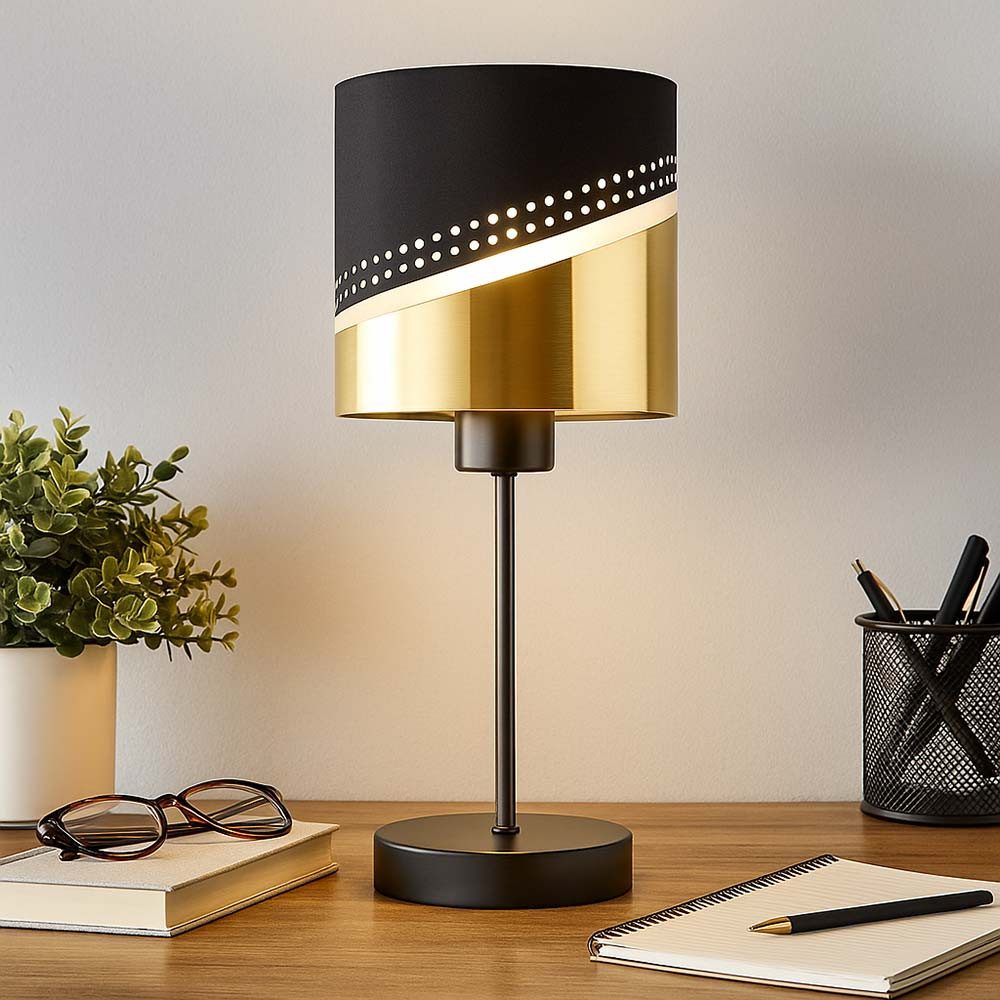 GLOBO LIGHTING LED Tischleuchte, Leuchtmittel inklusive, Warmweiß, Tischleuchte Beistellleuchte Nachttischlampe schwarz gold LED H 38 cm