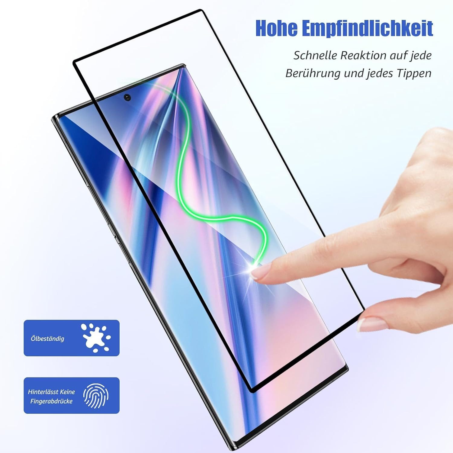 CLM-Tech Displayschutzglas 2X für Samsung Galaxy S26 Ultra - für Samsung Galaxy S26 Ultra, Panzerglas Folie - Blasenfreie Anbringung und kratzfest -, 2 Stück, A – Bild 3 von 5