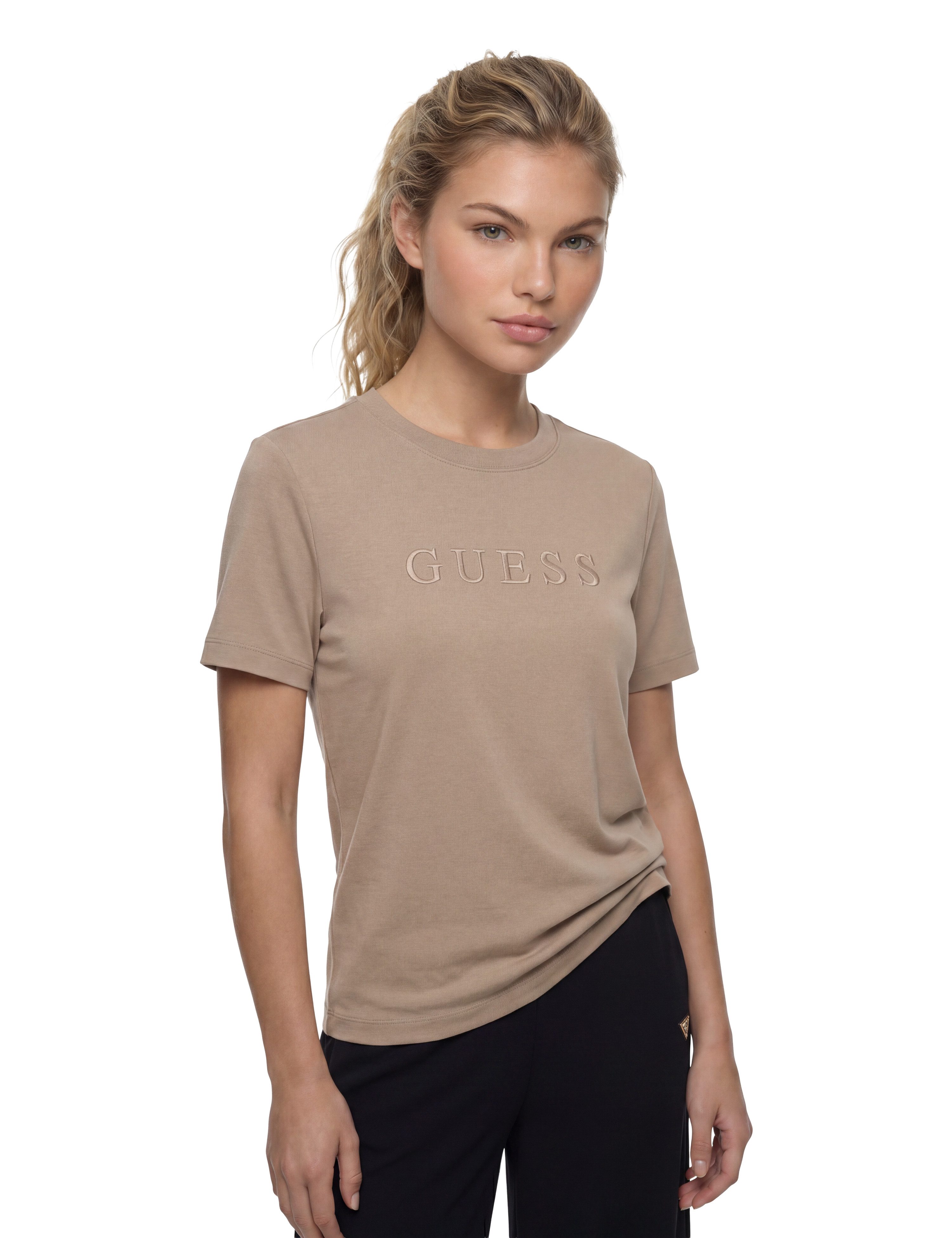 Guess T-Shirt GRAZIA SLIM CN SS T-SHIRT aus Baumwoll-Jersey