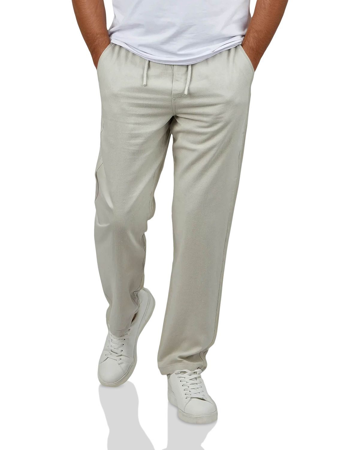 DENIMFY Chinohose Herren Freizeithose DFDylan Regular Fit Leinenhose mit Zugbandverschluss