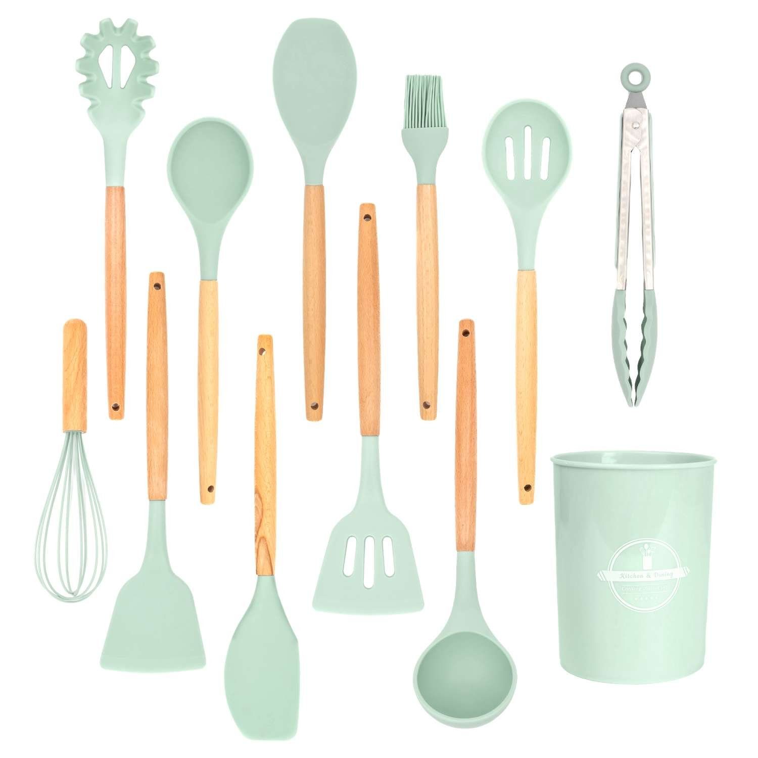 Intirilife Kochbesteck-Set (Set, 12-tlg., Set), Küchenutensilien Set Zange Schneebesen Pfannenwender Schöpfkelle