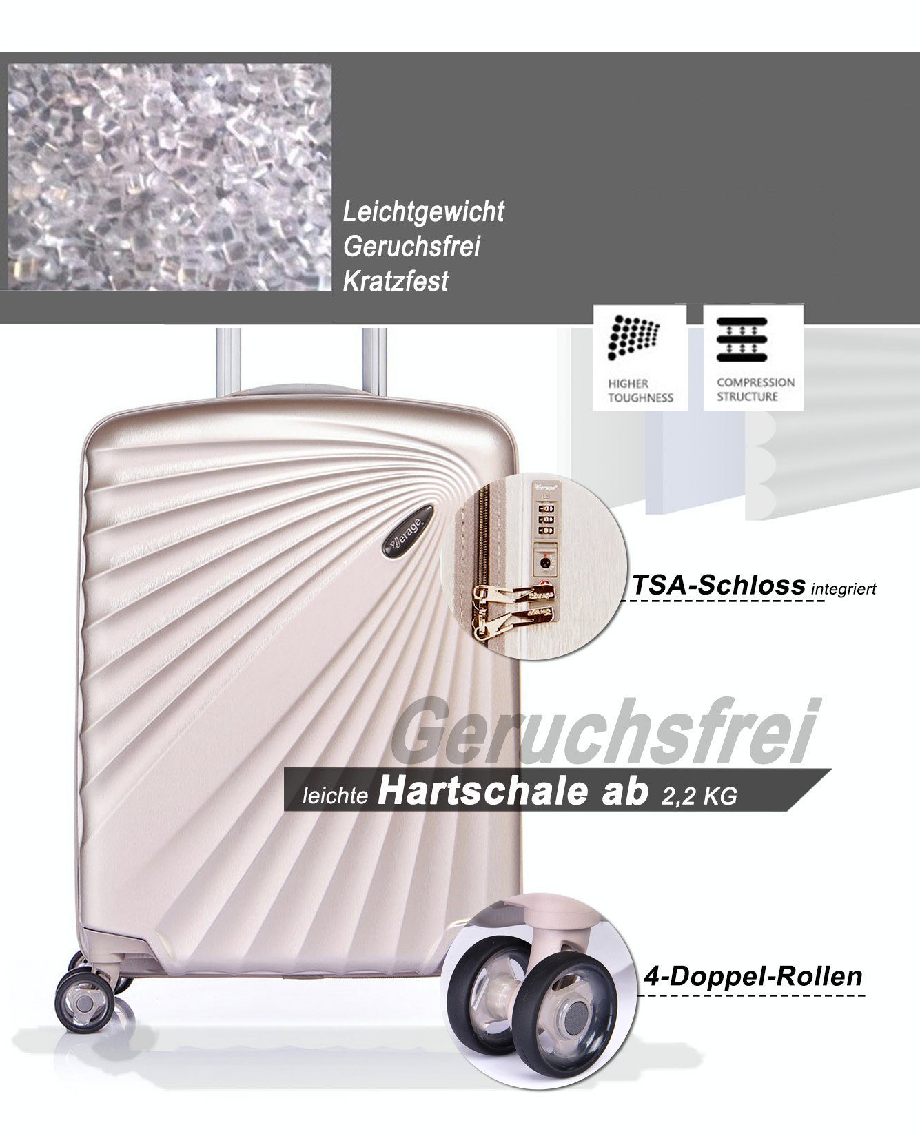 Verage Handgepäckkoffer Kinetic 19'',Hartschalenkoffer, 4 Rollen, Volumener günstig online kaufen