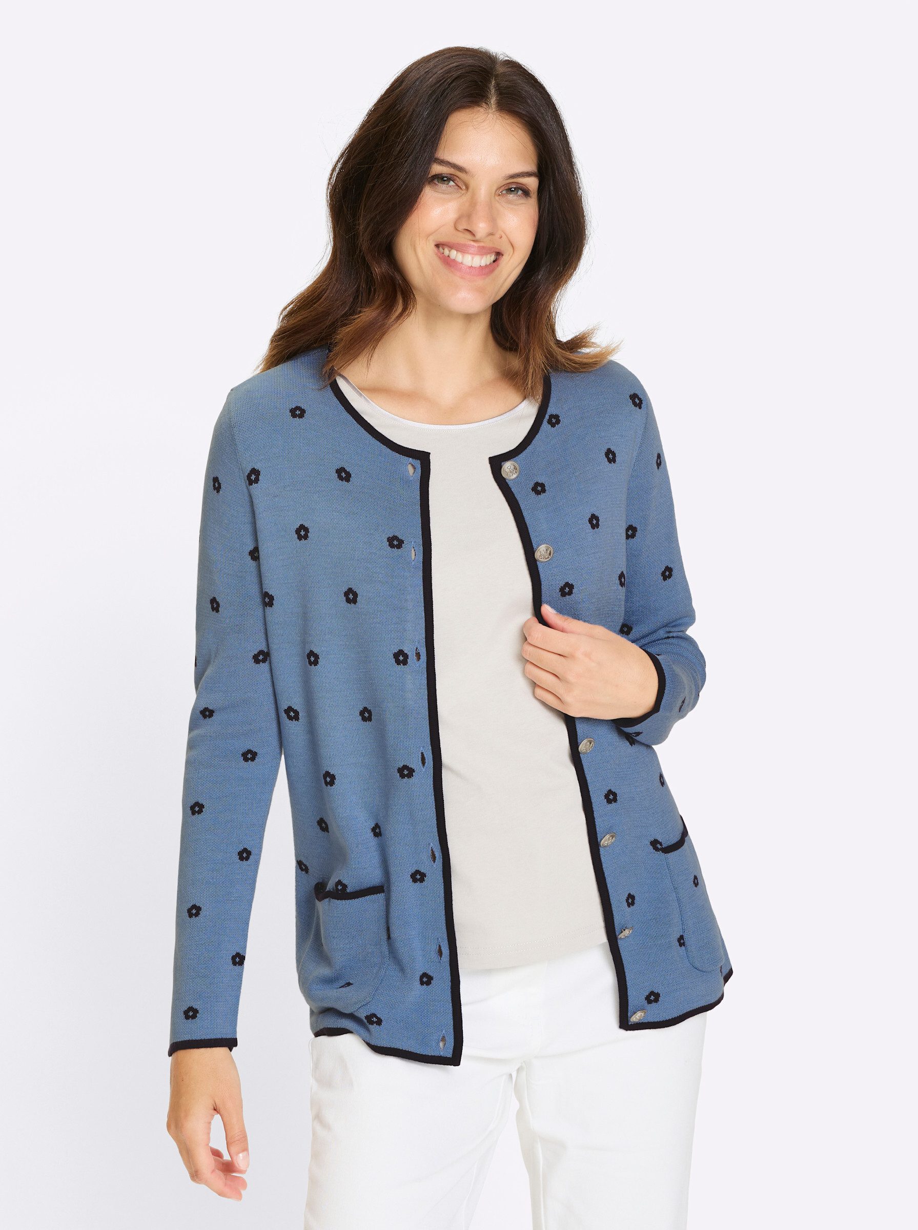Sieh an! Strickjacke Strickjacke Langarm Jacquard günstig online kaufen