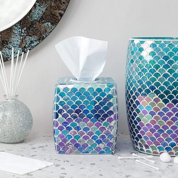 Whole Housewares Papiertuchspender Mosaik Taschentuch-Box, Bad-Accessoire, Fächerform Glas